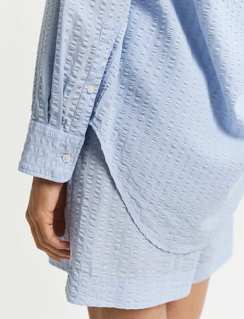 GANT - REL TONAL STRIPED SEERSUCKER SHIRT - långärmade skjortor - fresh blue - 4