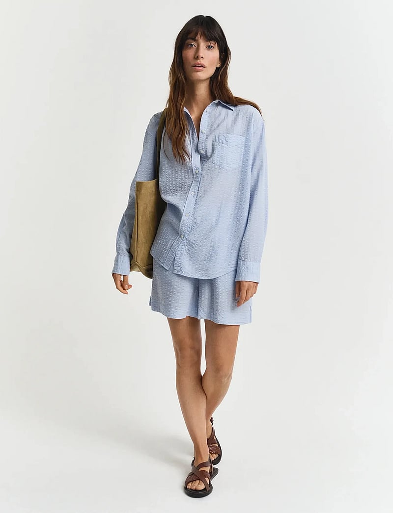 GANT - REL TONAL STRIPED SEERSUCKER SHIRT - långärmade skjortor - fresh blue - 5