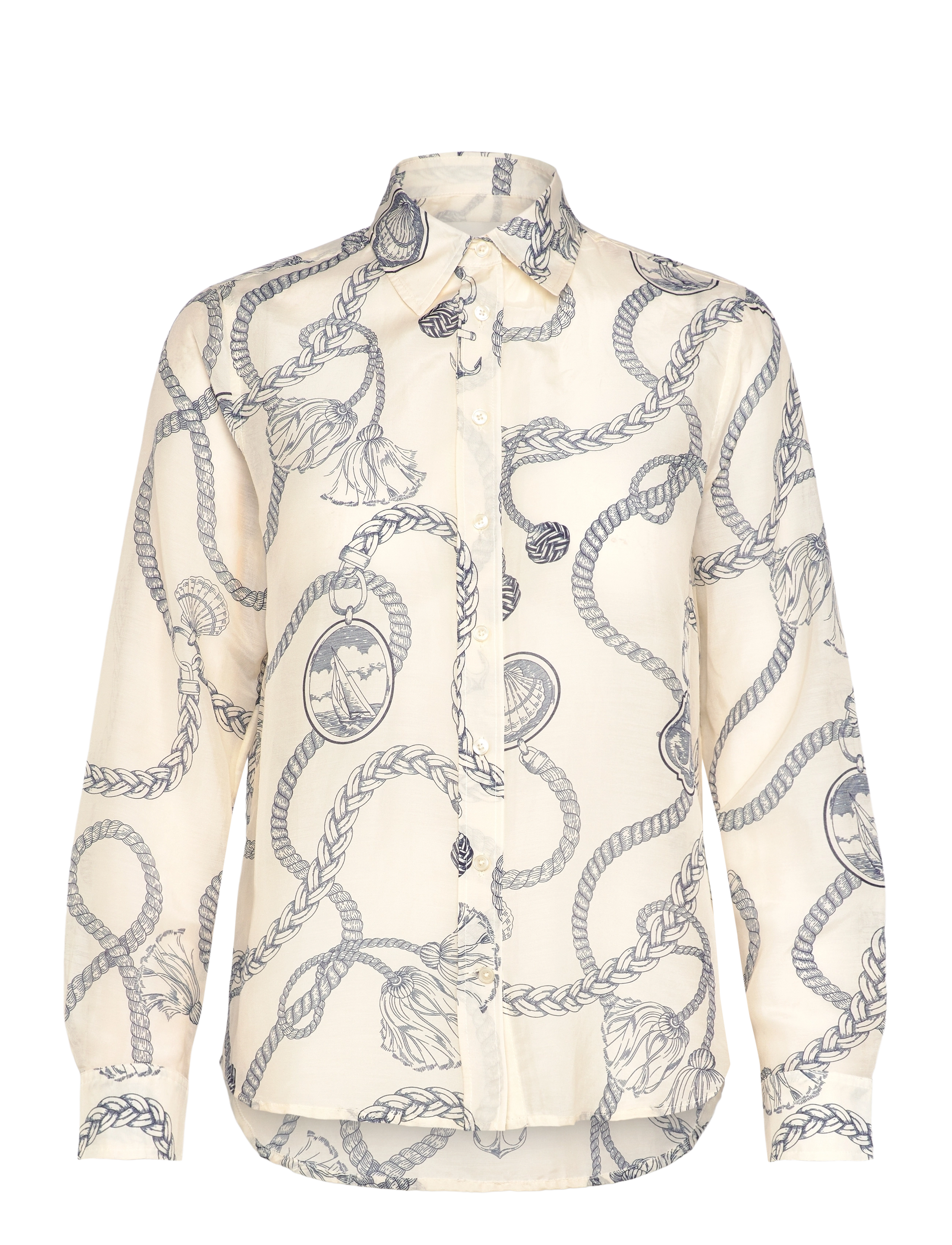 Gant REG SAILING PRINT COT SILK SHIRT - Särgid - CREAM / cream