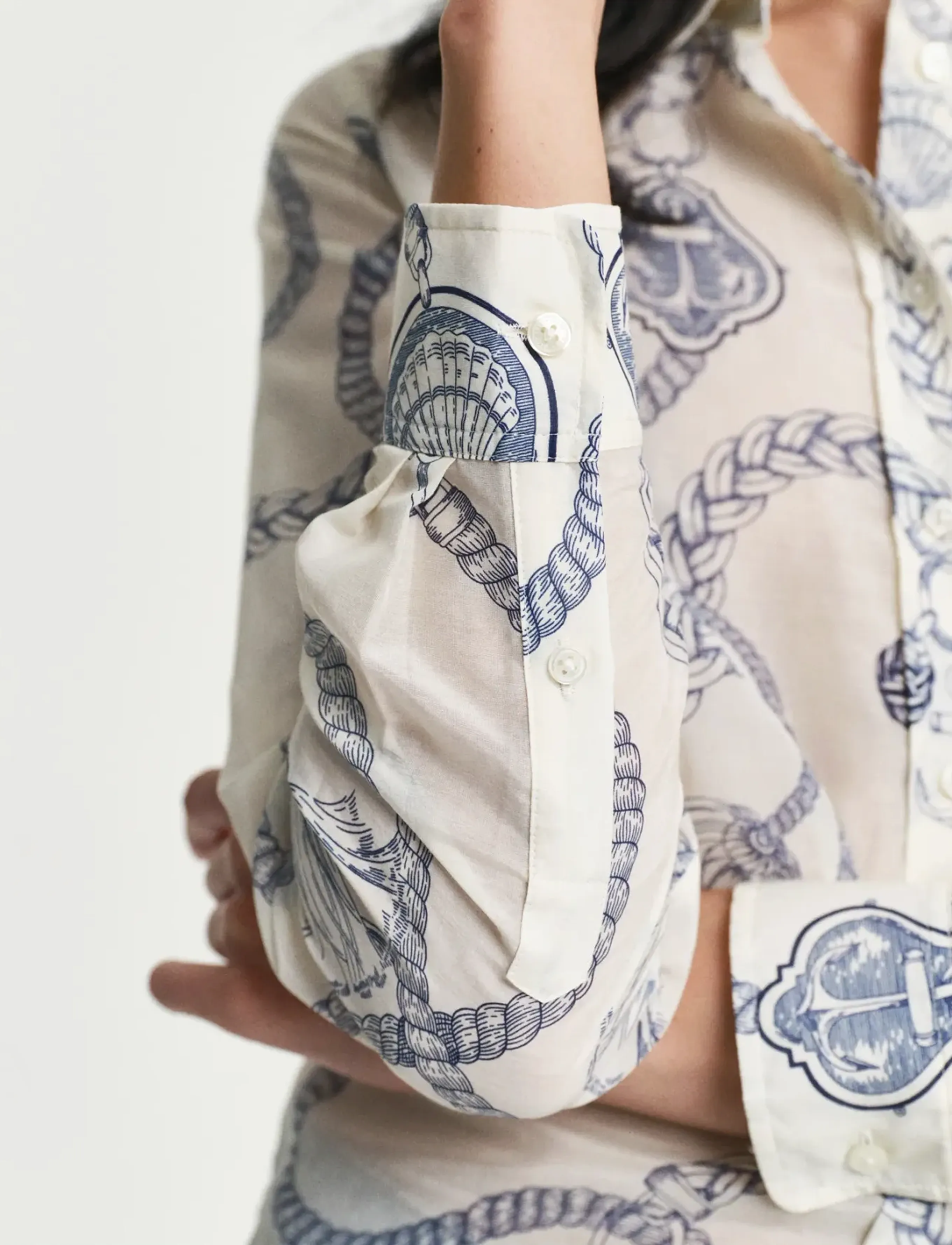 Gant - REG SAILING PRINT COT SILK SHIRT - cream - 4