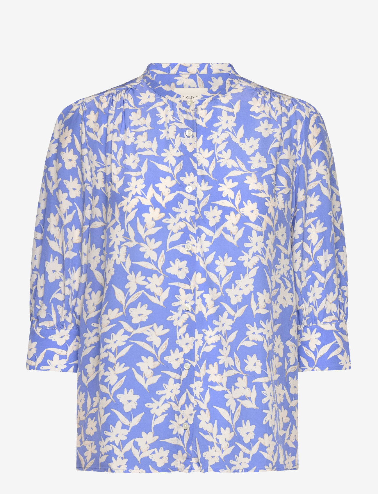 GANT - REL FLORAL PRINT SS BLOUSE - langärmlige blusen - perfect blue - 0