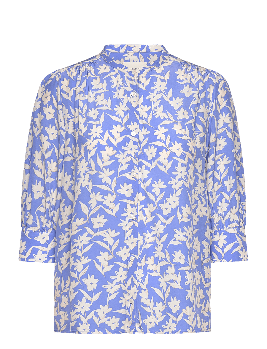 Gant - REL FLORAL PRINT SS BLOUSE - langärmelige blusen - perfect blue - 1