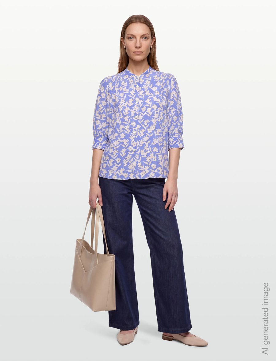 Gant - REL FLORAL PRINT SS BLOUSE - langärmelige blusen - perfect blue - 0