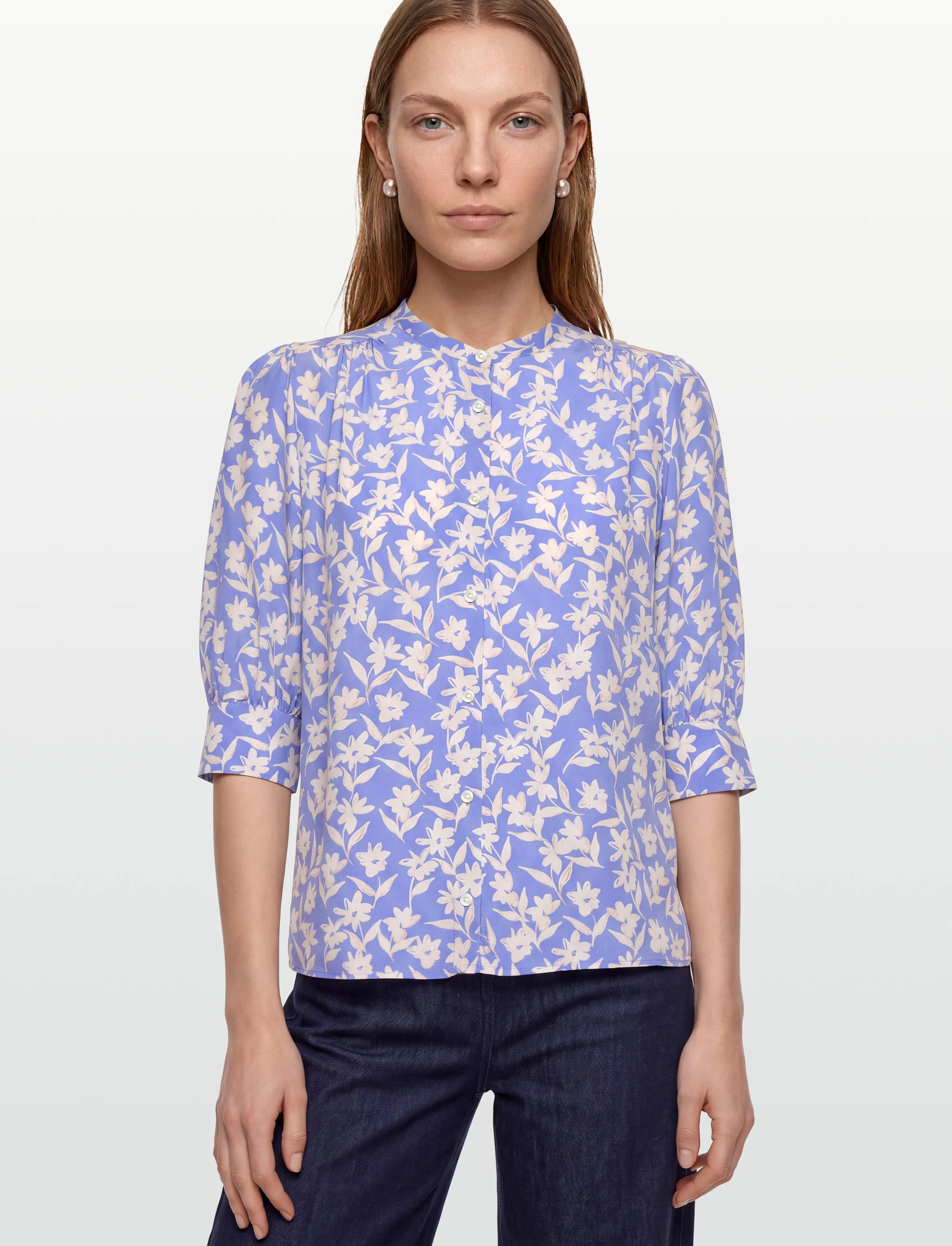 Gant - REL FLORAL PRINT SS BLOUSE - langærmede bluser - perfect blue - 3