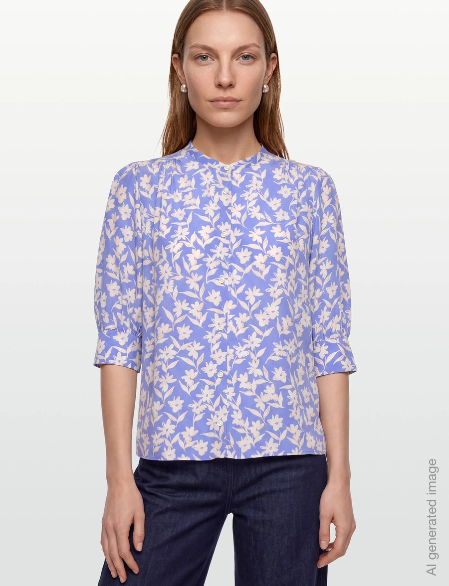 Gant - REL FLORAL PRINT SS BLOUSE - langärmelige blusen - perfect blue - 3