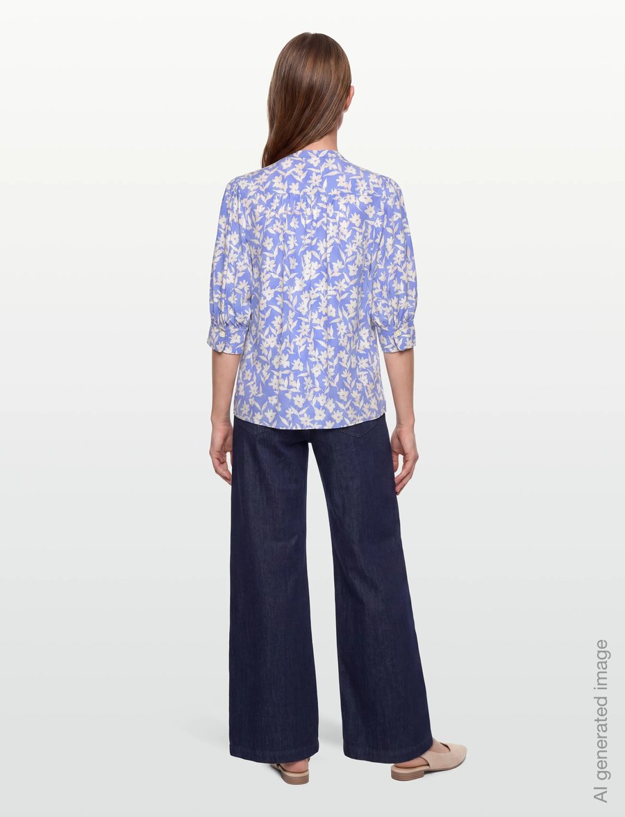 Gant - REL FLORAL PRINT SS BLOUSE - langärmelige blusen - perfect blue - 4