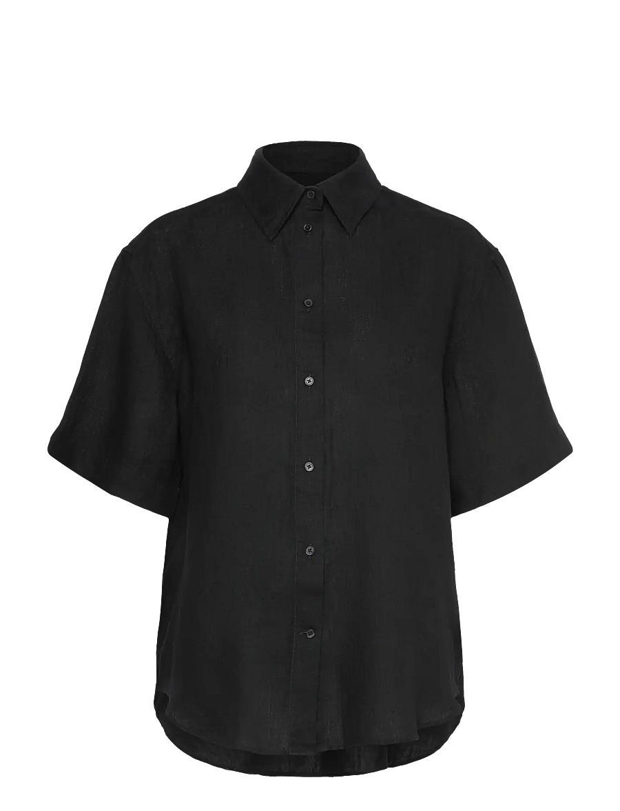 Gant - REL LINEN SS SHIRT - hørskjorter - black - 1