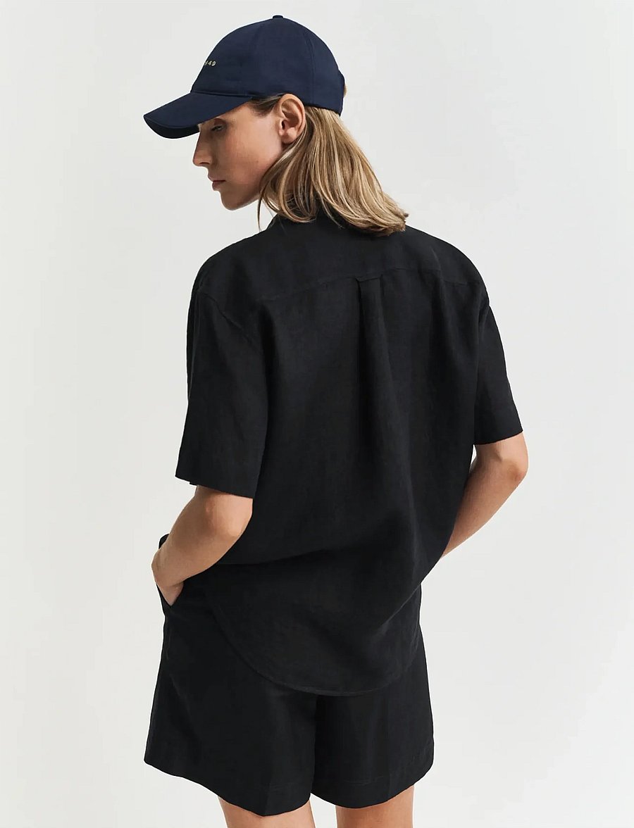 Gant - REL LINEN SS SHIRT - hørskjorter - black - 3