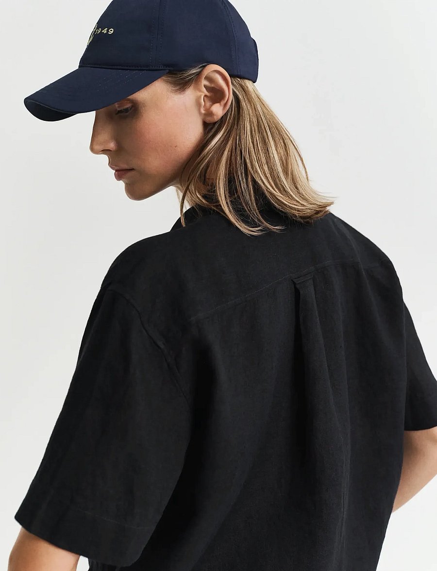 Gant - REL LINEN SS SHIRT - hørskjorter - black - 4