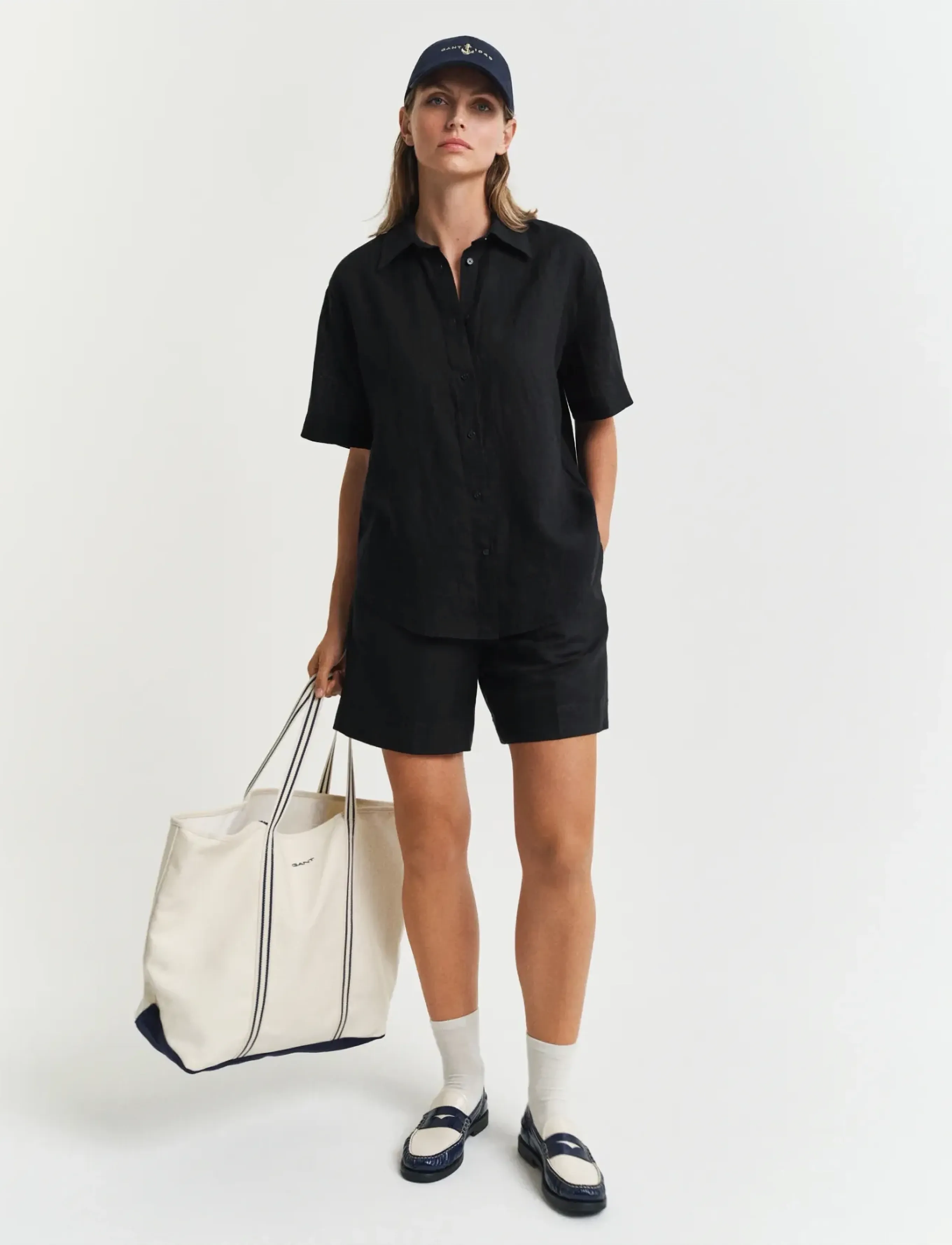 Gant - REL LINEN SS SHIRT - leinenhemden - black - 5
