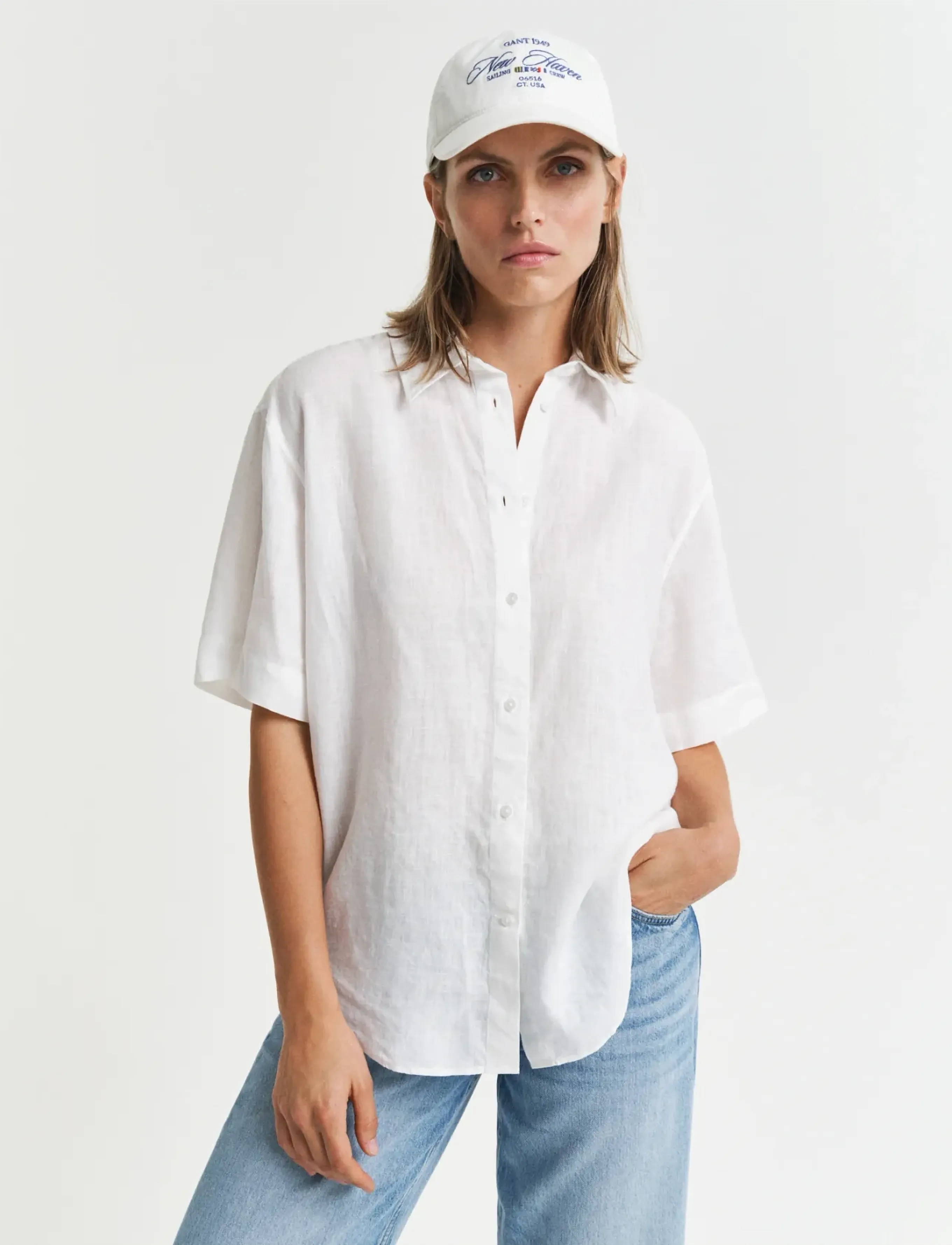 GANT REL LINEN SS SHIRT - Hemden - WHITE / white