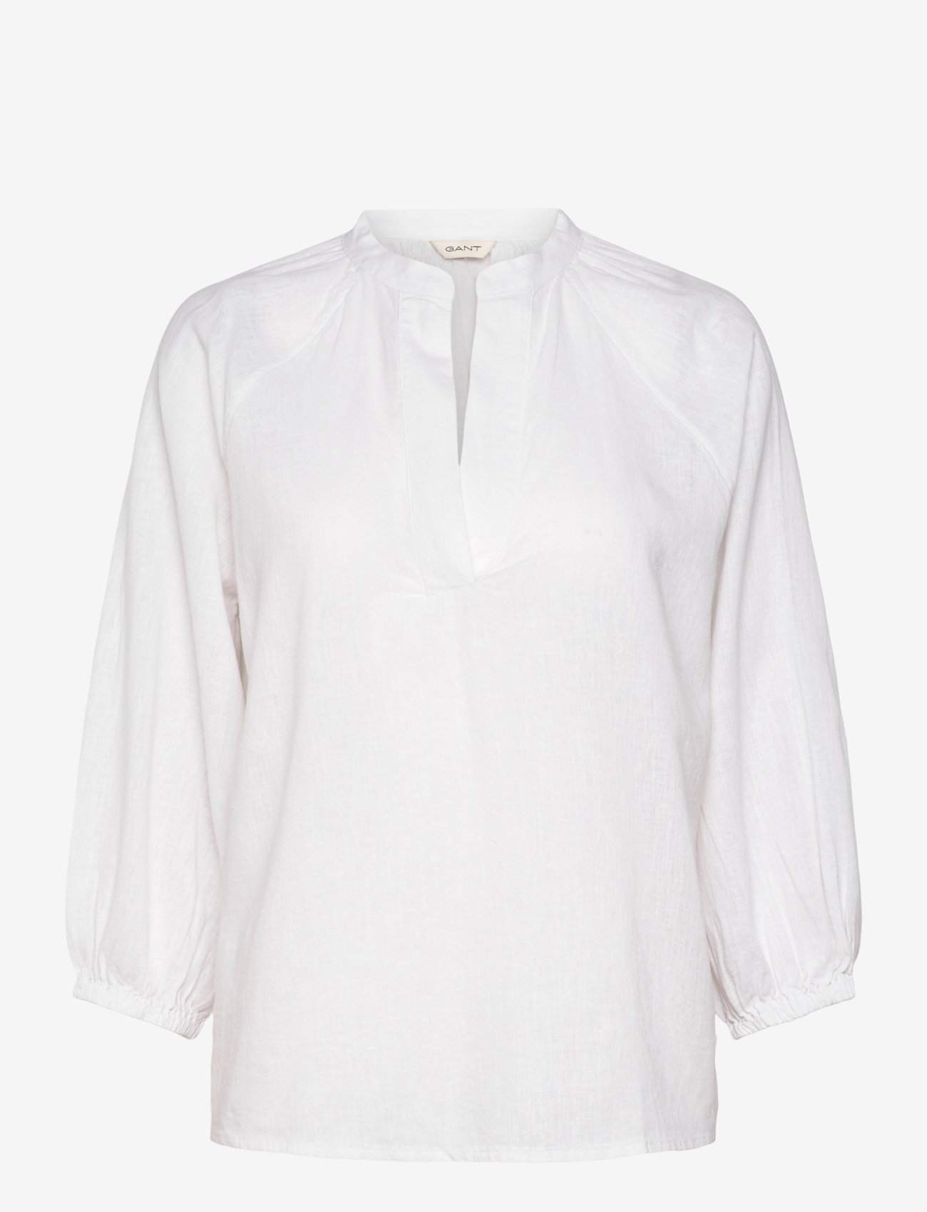 GANT - LINEN SS BLOUSE - långärmade blusar - white - 0