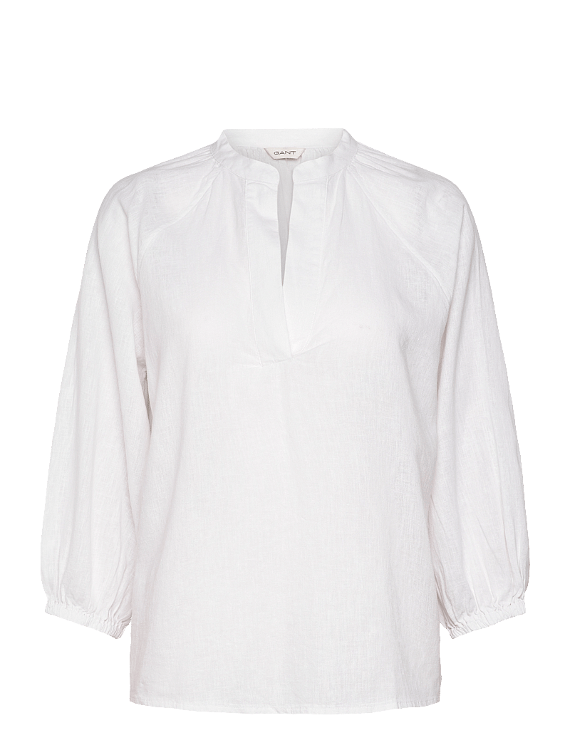 GANT - LINEN SS BLOUSE - långärmade blusar - white - 0