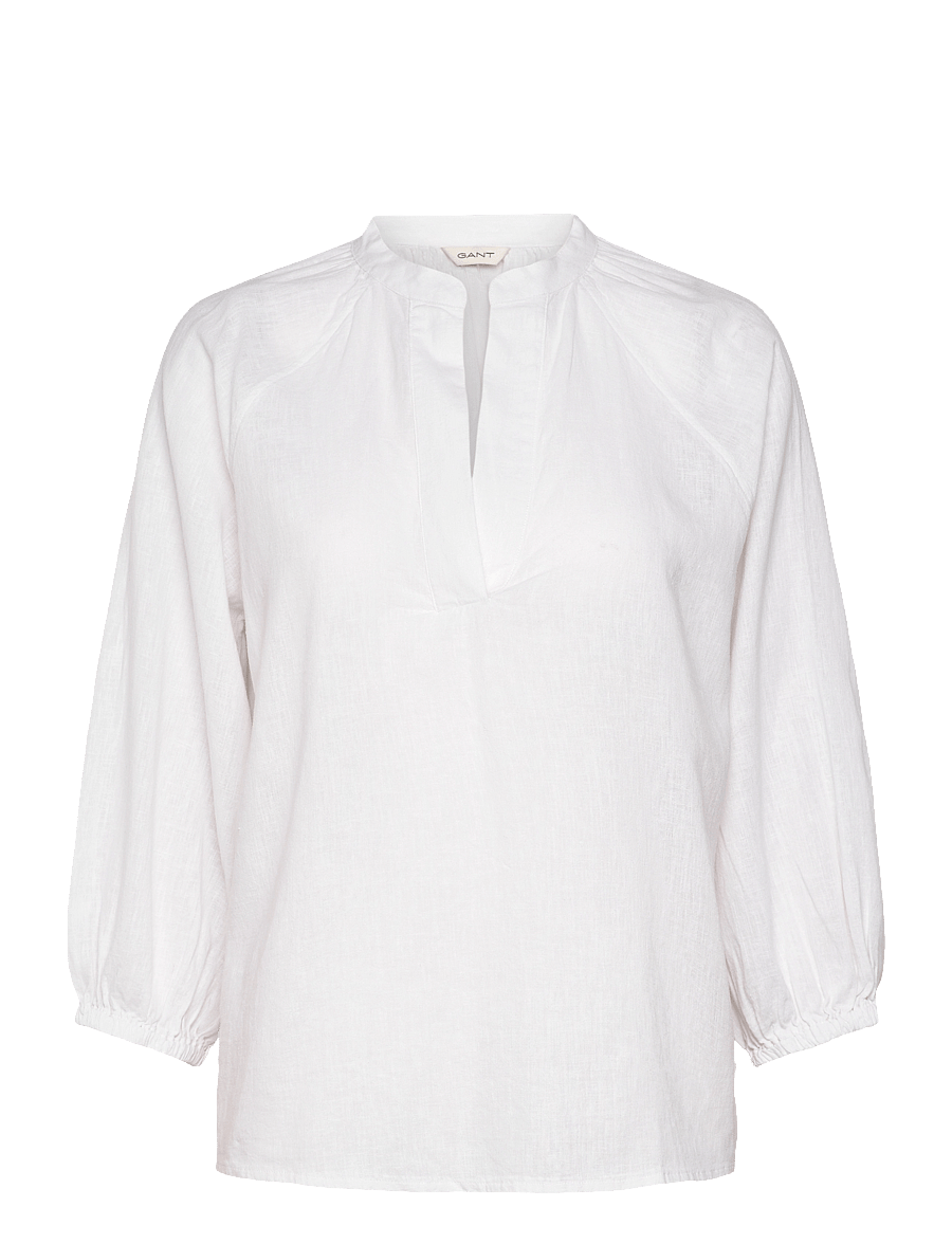 Gant - LINEN SS BLOUSE - langärmelige blusen - white - 1