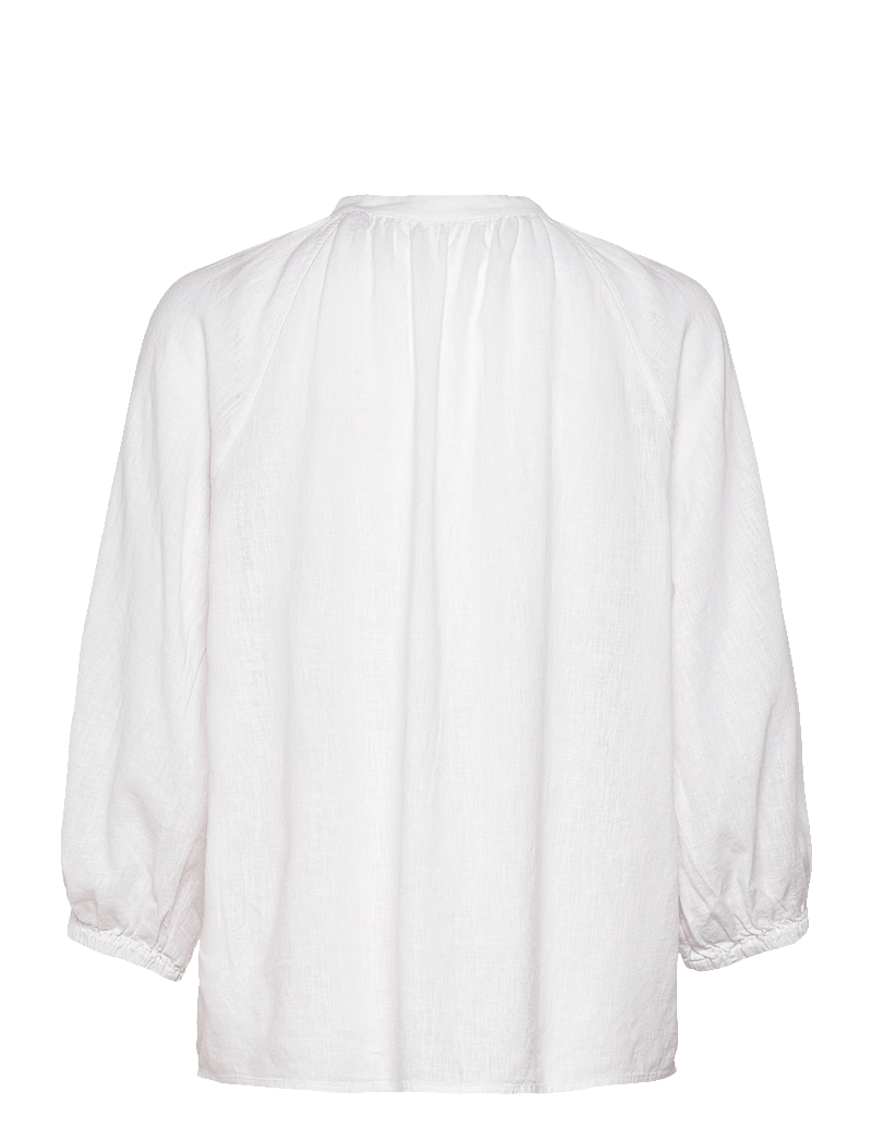 GANT - LINEN SS BLOUSE - långärmade blusar - white - 1