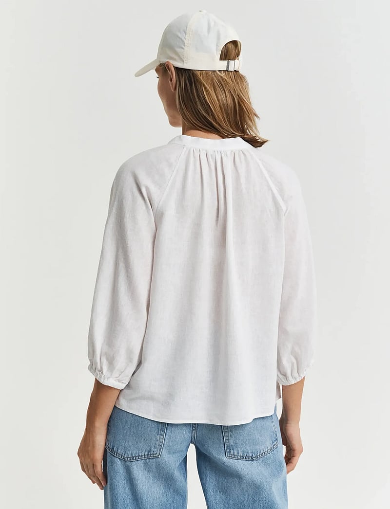 GANT - LINEN SS BLOUSE - langärmlige blusen - white - 3