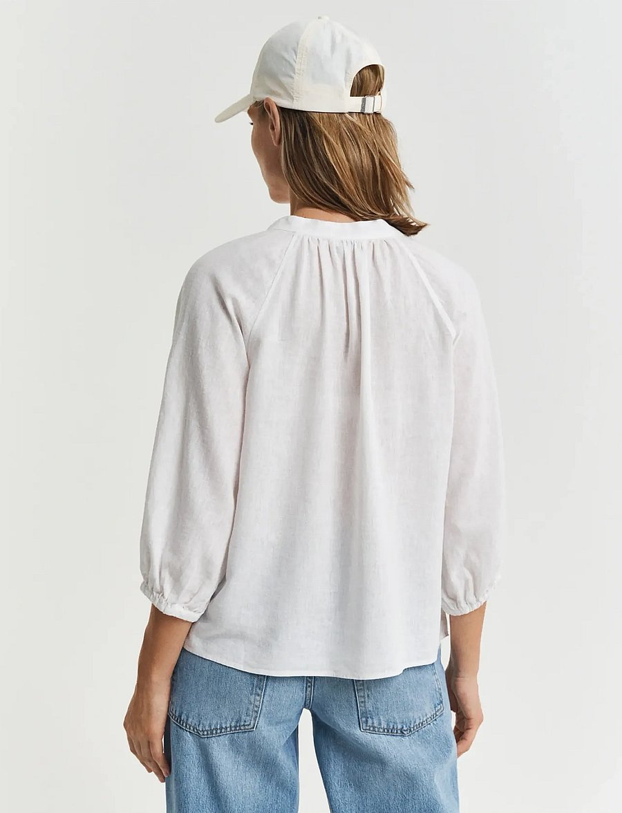 Gant - LINEN SS BLOUSE - langärmelige blusen - white - 3