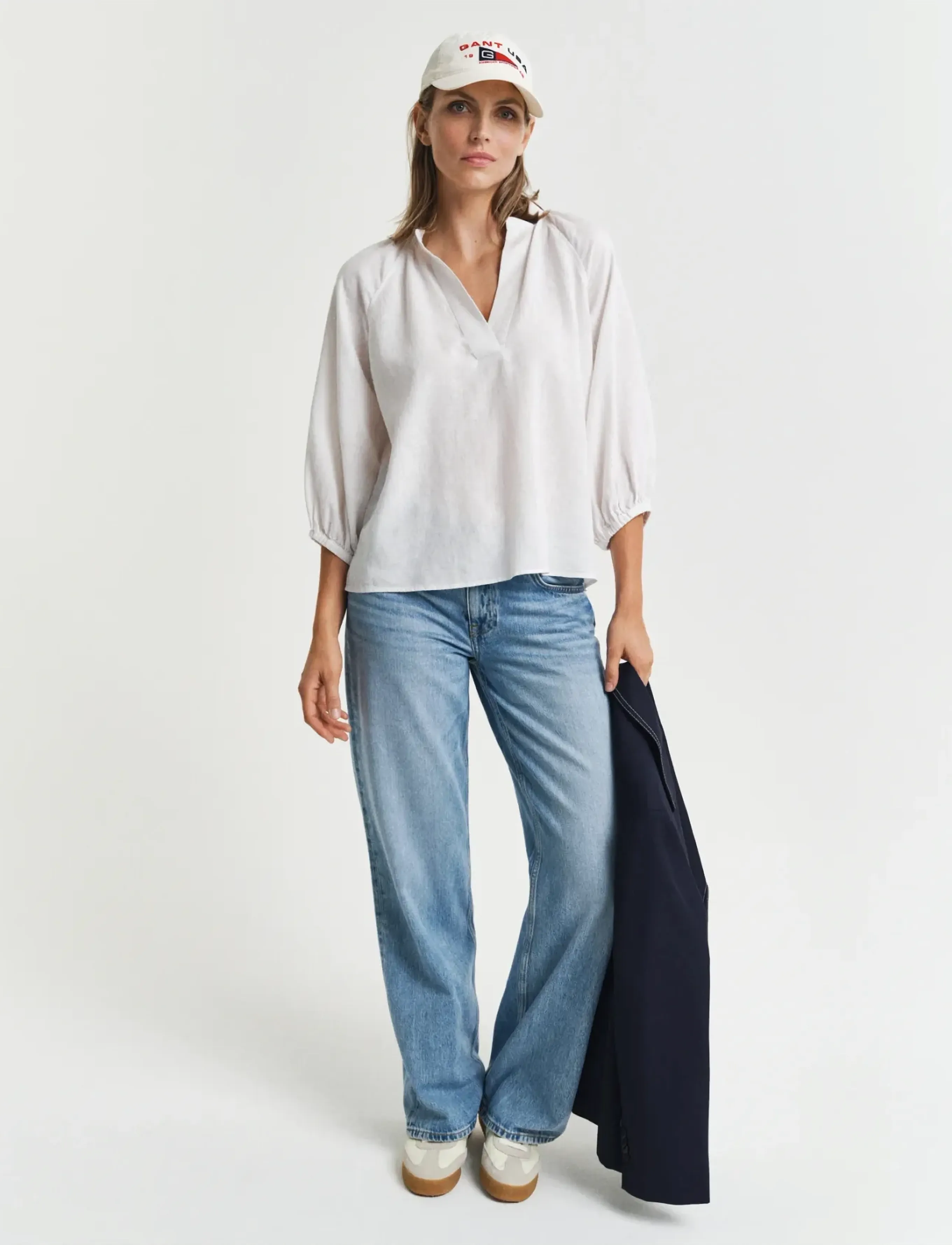 Gant - LINEN SS BLOUSE - pikkade varrukatega pluusid - white - 5