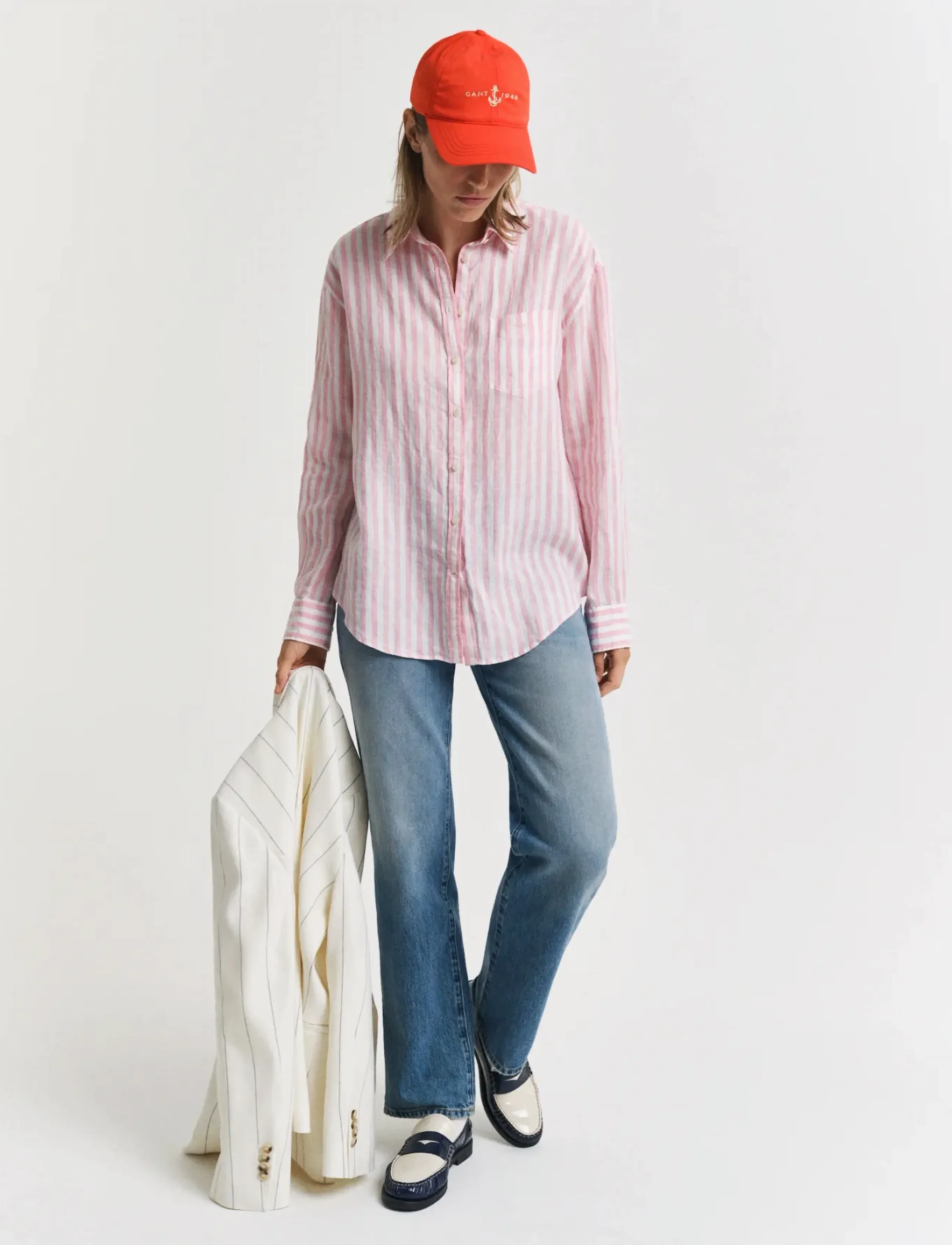 Gant - REL STRIPED LINEN SHIRT - geranium pink - 5