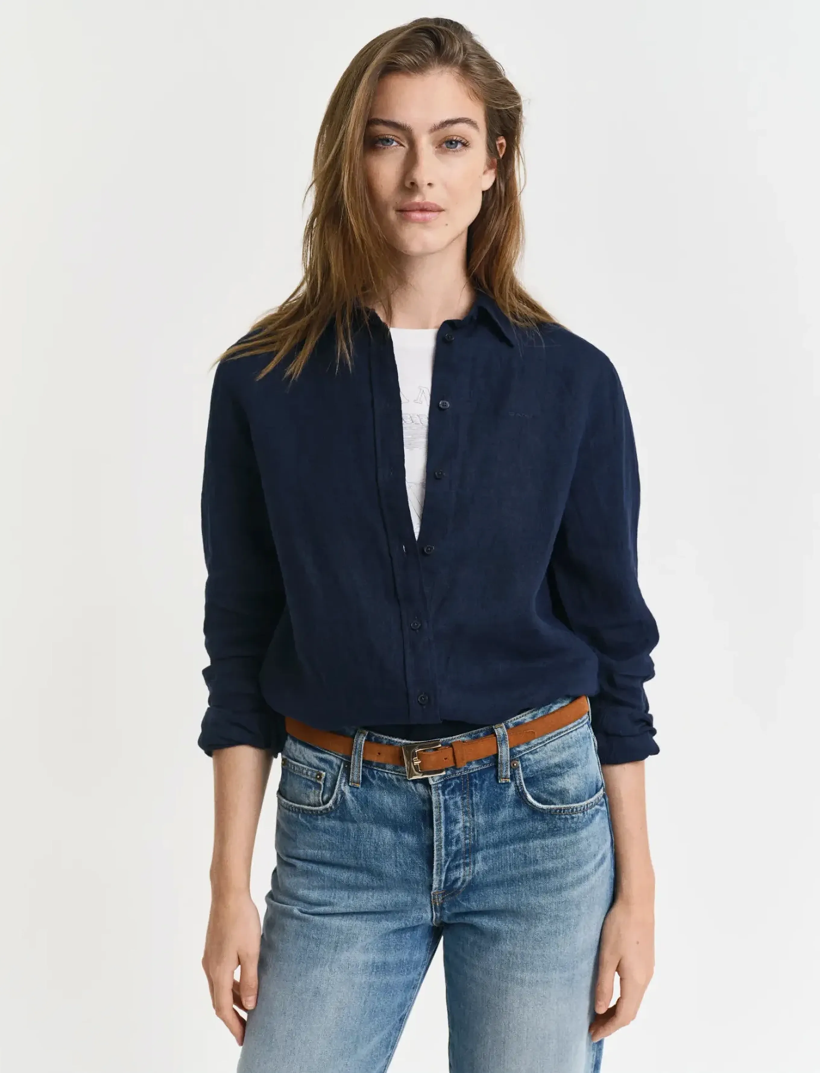 Gant REG LINEN SHIRT - Hemden - EVENING BLUE / navy
