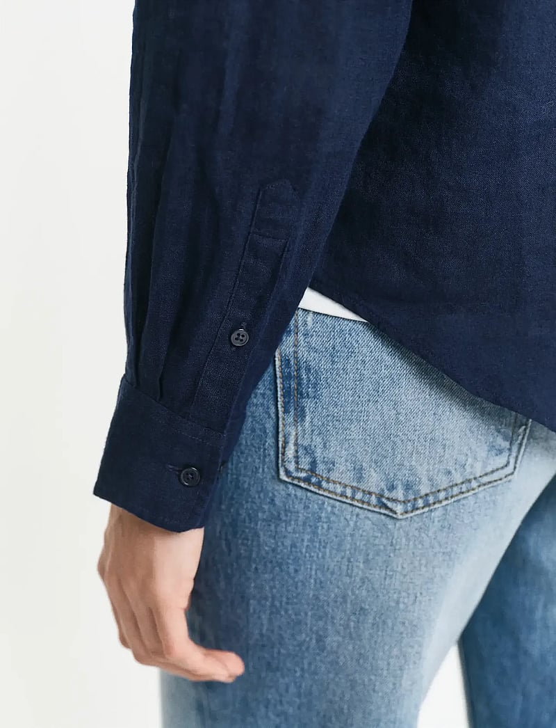 GANT - REG LINEN SHIRT - linen shirts - evening blue - 4