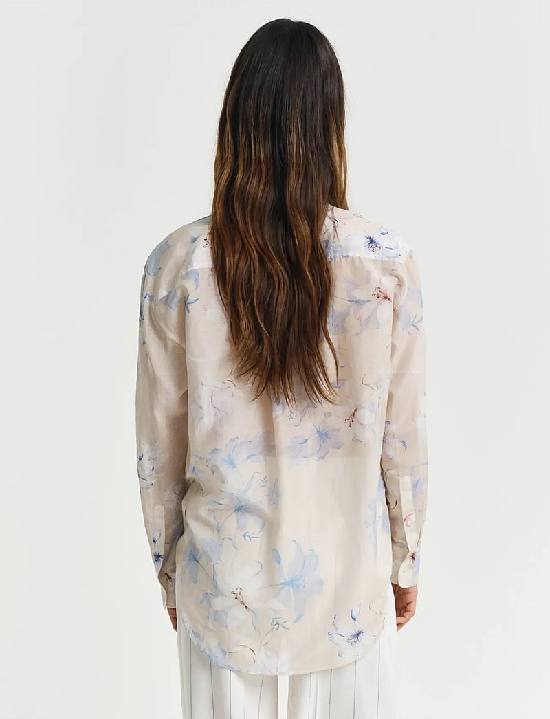 Gant - REL FLORAL PRINT COT SILK SHIRT - long-sleeved shirts - putty - 2