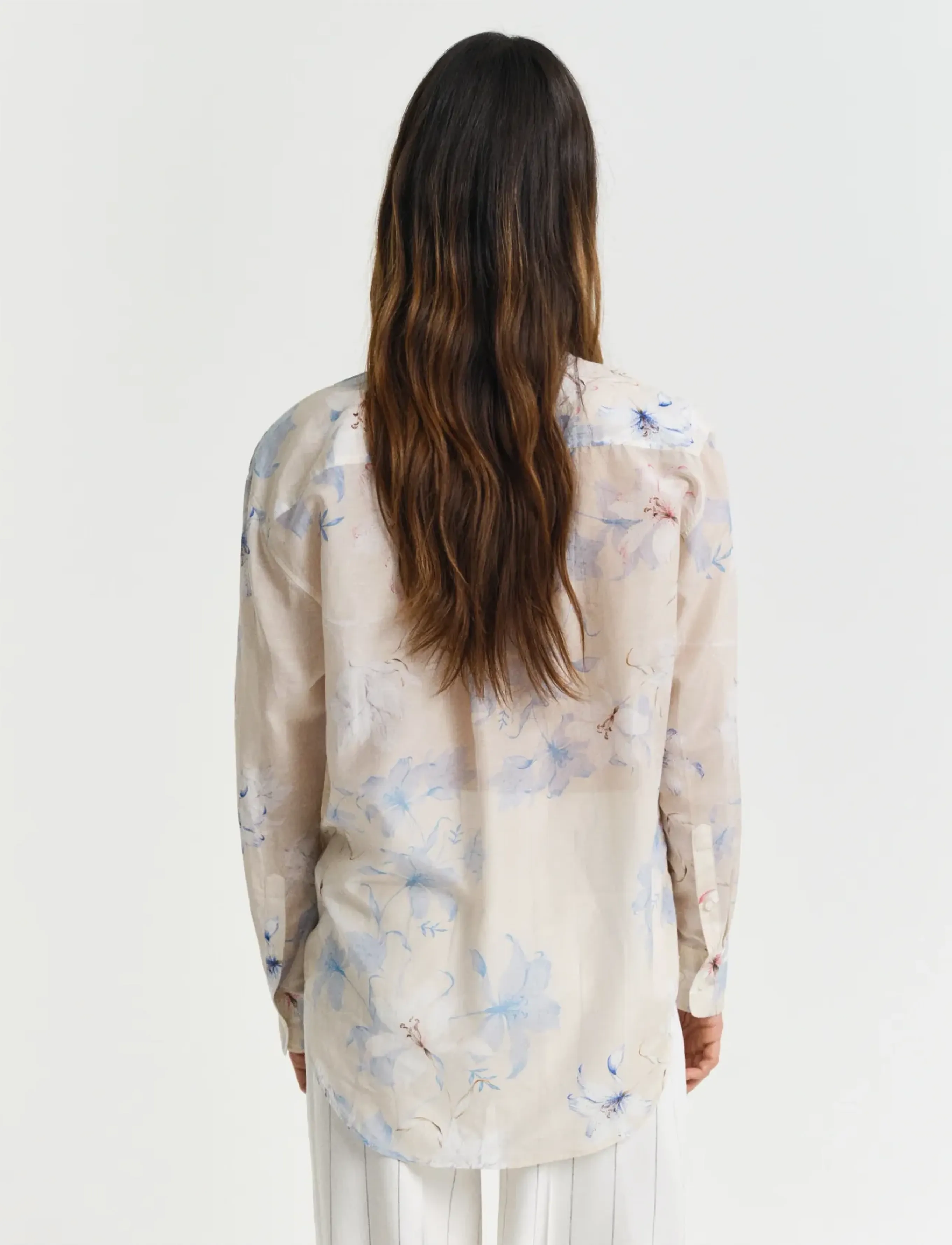 Gant - REL FLORAL PRINT COT SILK SHIRT - krekli ar garām piedurknēm - putty - 2