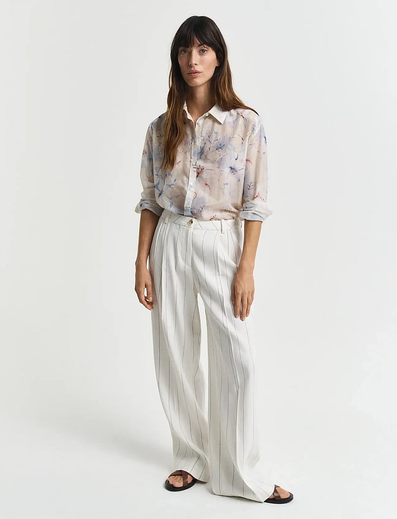Gant - REL FLORAL PRINT COT SILK SHIRT - long-sleeved shirts - putty - 4