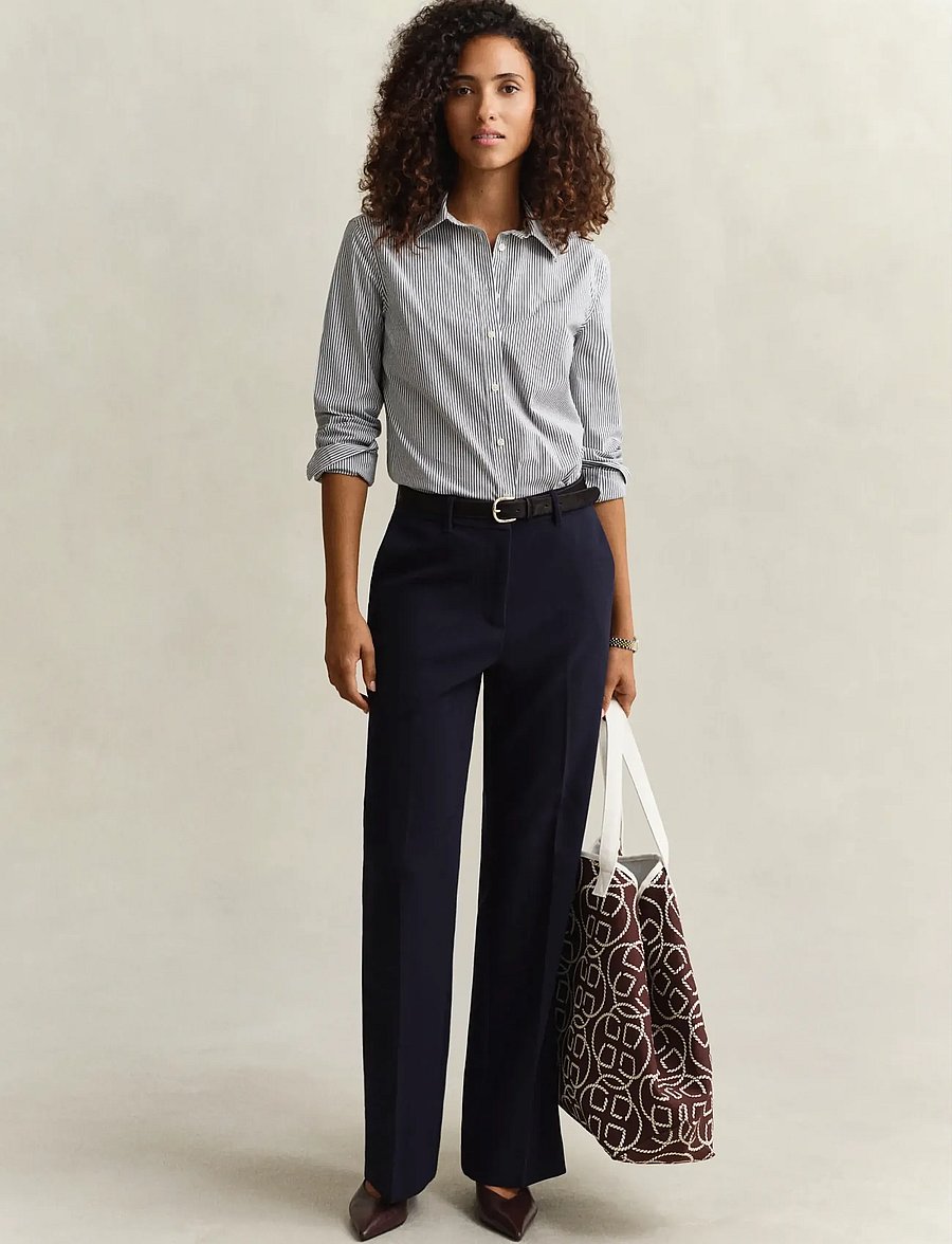 Gant - SLIM STRIPED POPLIN SHIRT - langærmede skjorter - evening blue - 4