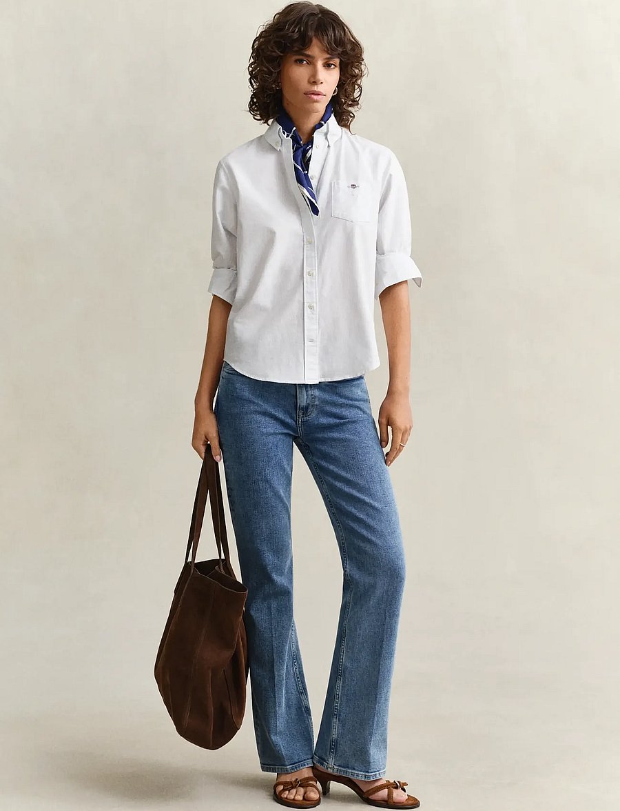 Gant - REG CLASSIC OXFORD STRIPED SHIRT - langärmlige hemden - light blue - 4