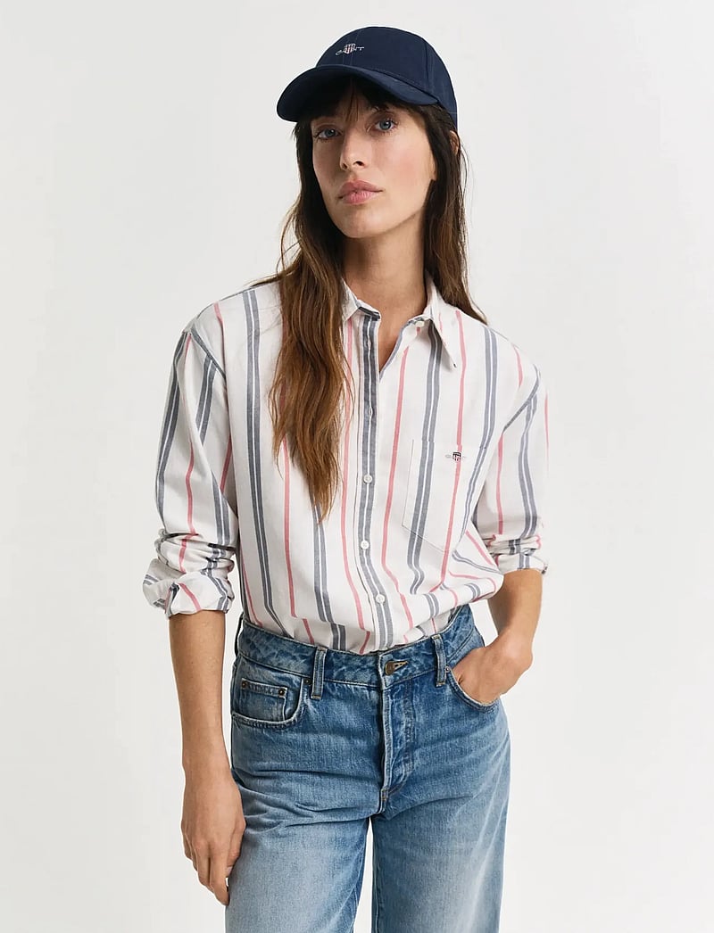 GANT - REL ARCHIVE OXFORD STRIPED SHIRT - långärmade skjortor - eggshell - 0