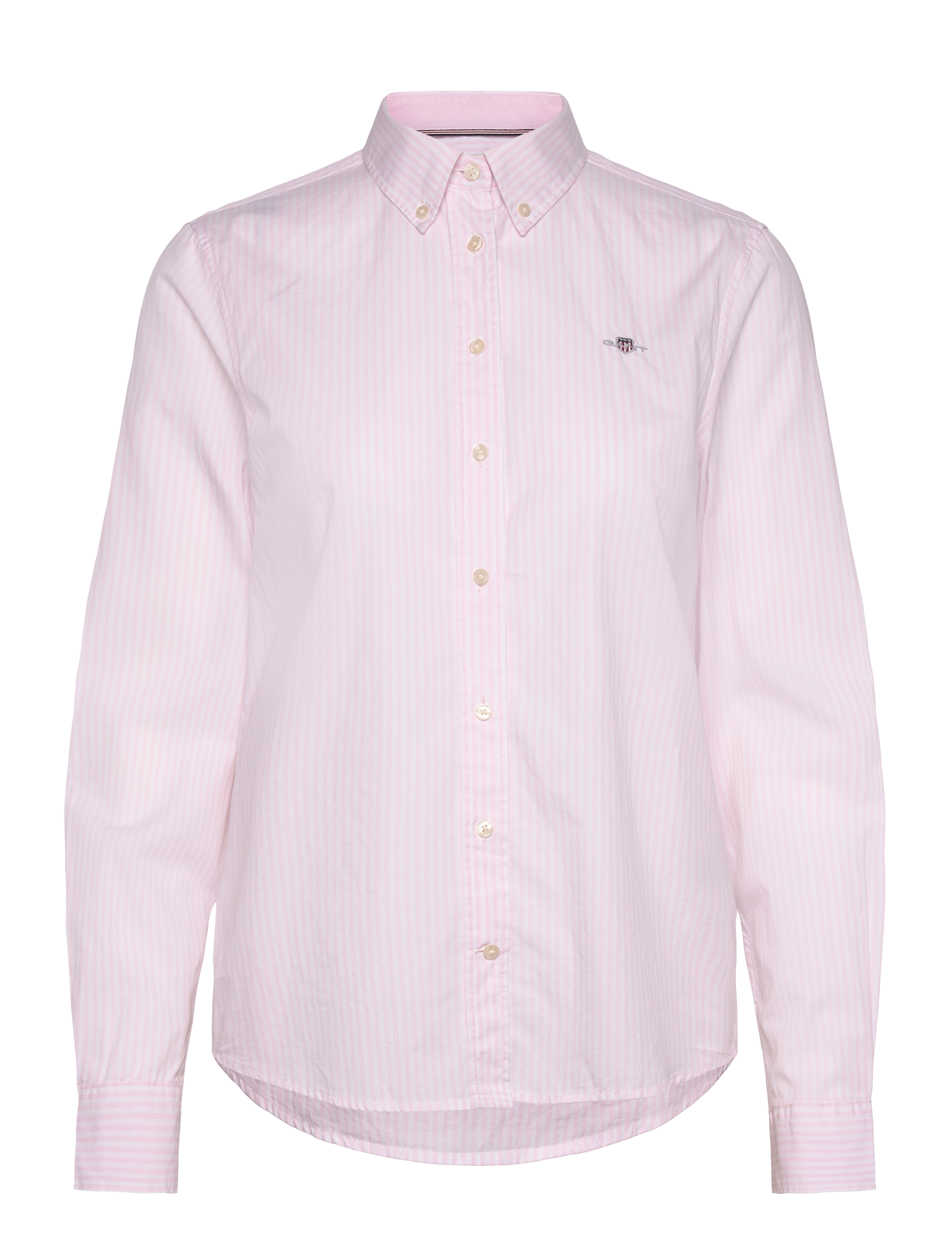 Gant REG POPLIN BANKER STRIPED SHIRT - Tøj - LIGHT PINK / pink/rose