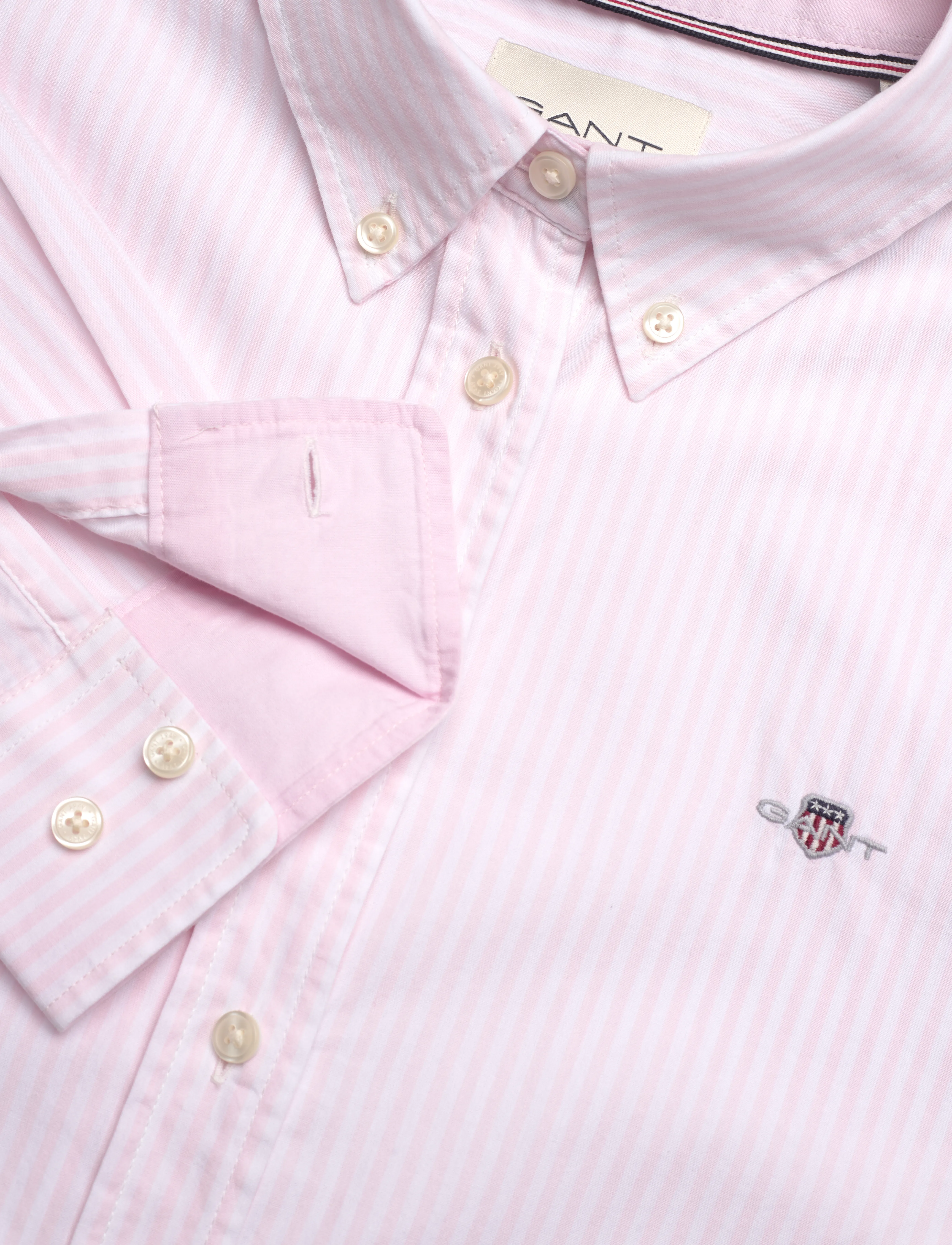 Gant - REG POPLIN BANKER STRIPED SHIRT - langärmlige hemden - light pink - 2