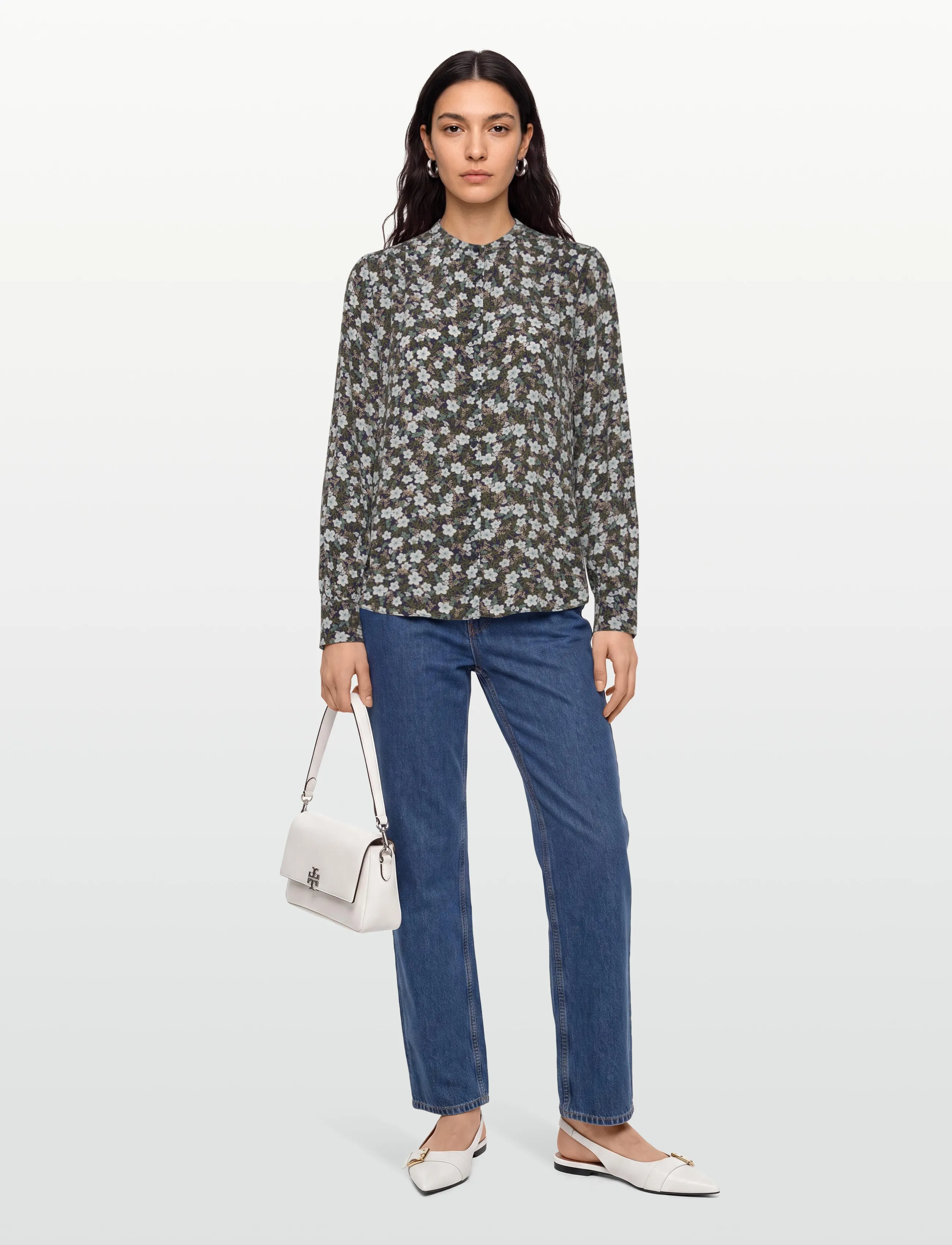 Gant Reg Floral Print Blouse, 34, Navy, Bluser > Langærmede, Dame