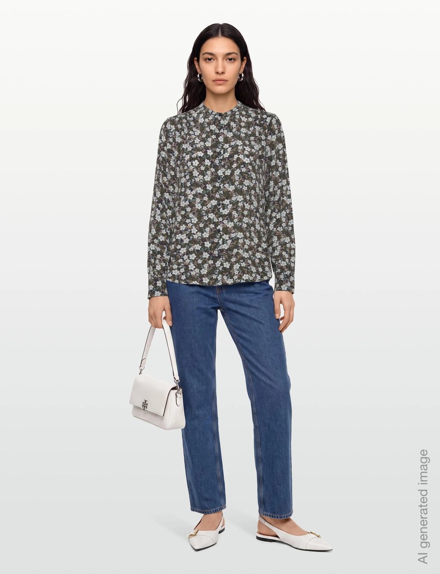 Gant - REG FLORAL PRINT BLOUSE - långärmade blusar - classic blue - 0