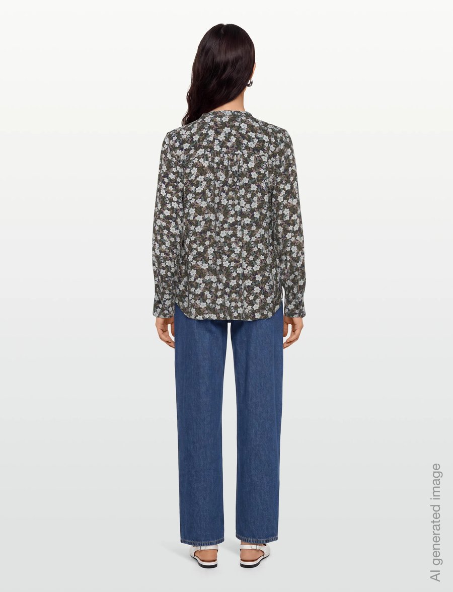 Gant - REG FLORAL PRINT BLOUSE - långärmade blusar - classic blue - 4
