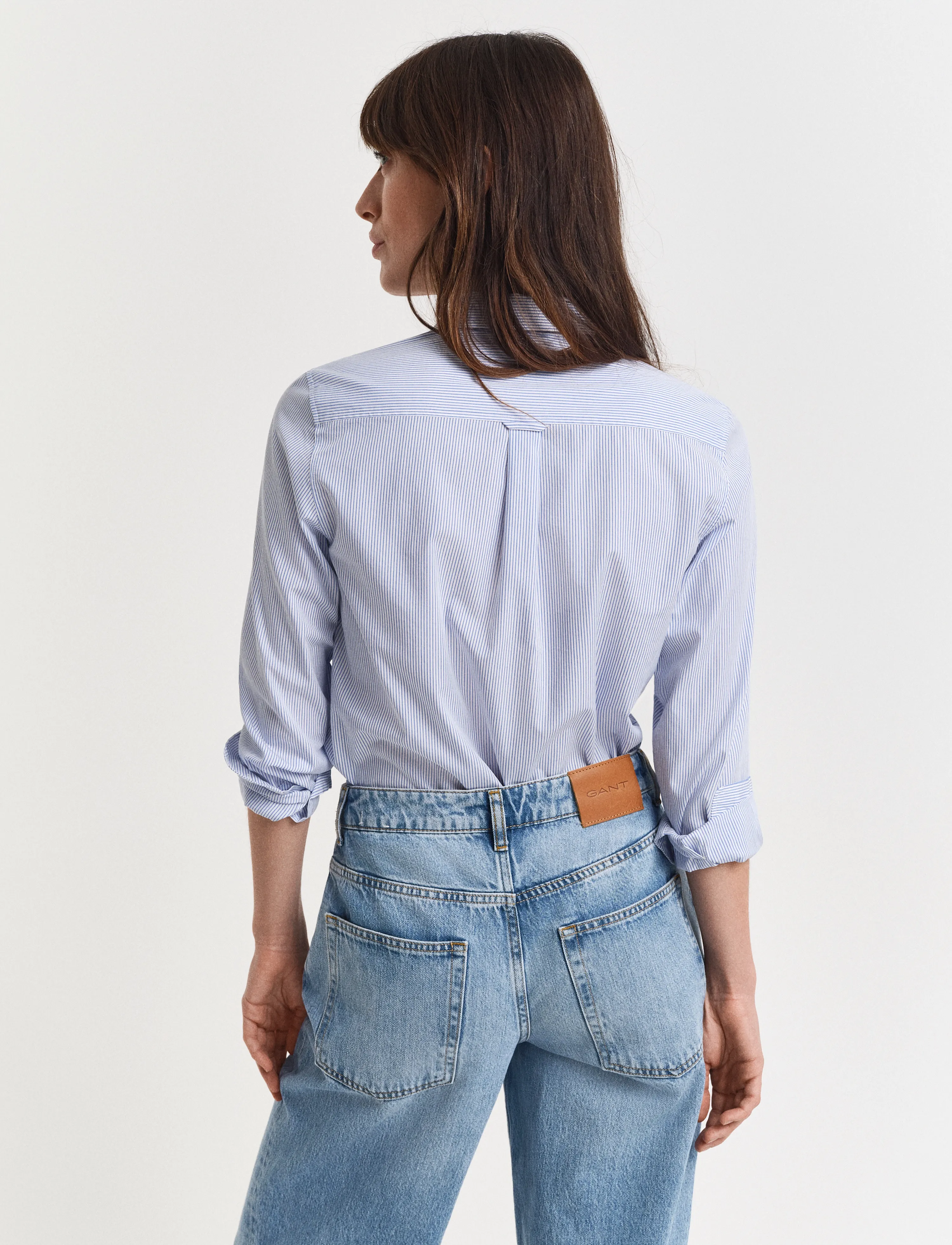 Gant - REG CLASSIC POPLIN STRIPED SHIRT - langärmlige hemden - perfect blue - 3
