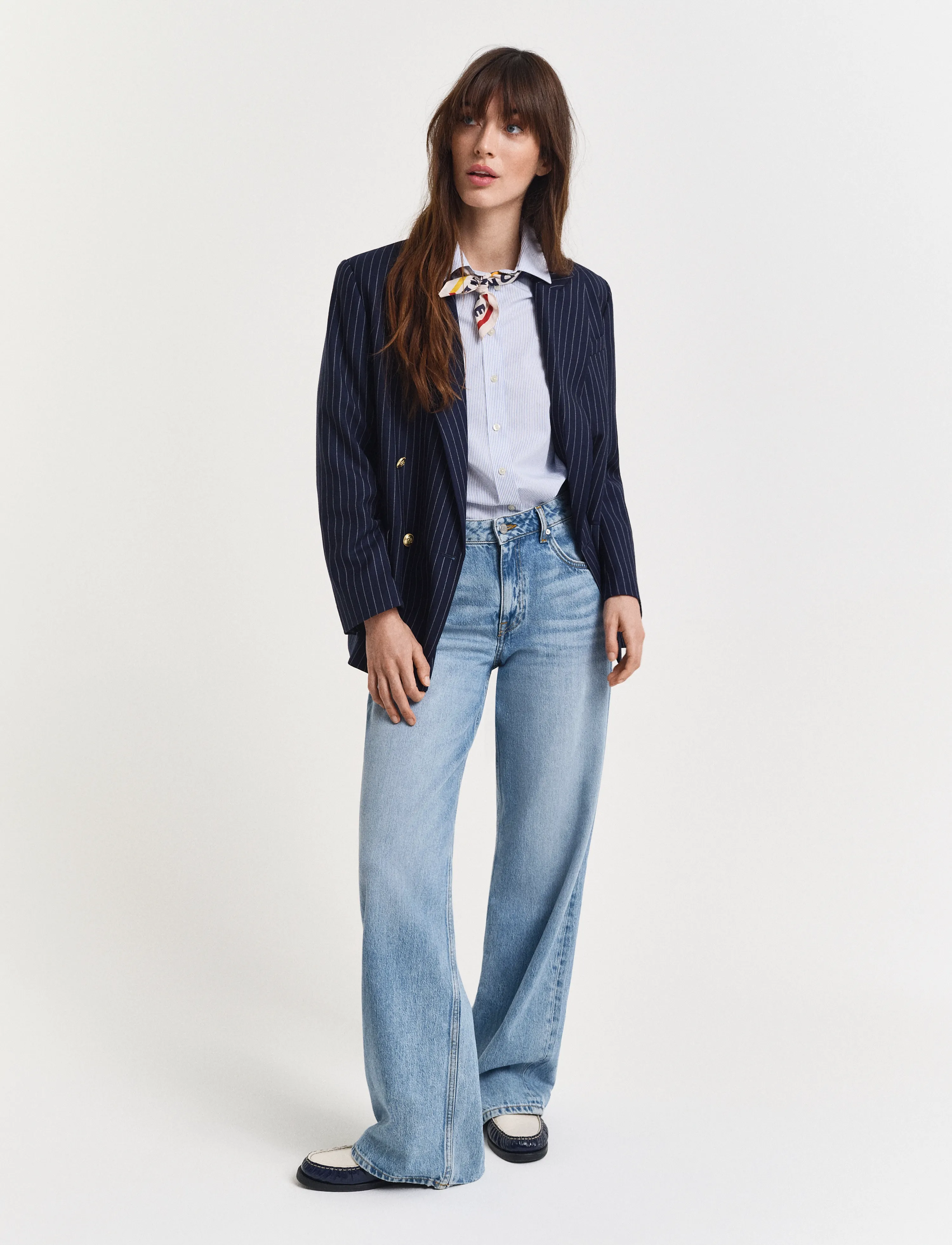 Gant - REG CLASSIC POPLIN STRIPED SHIRT - langärmlige hemden - perfect blue - 5