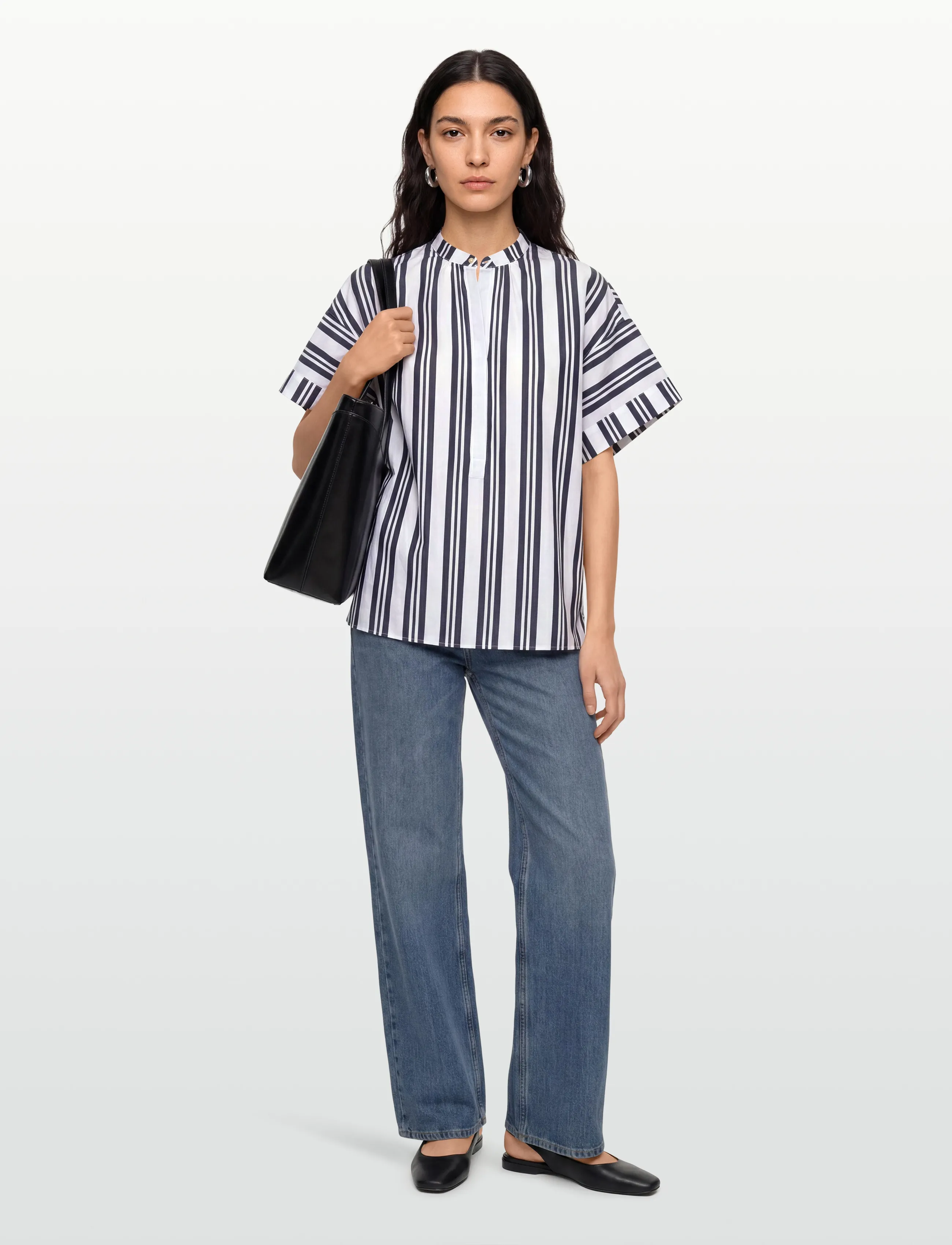 Gant Os Striped Popover, Kvinder, Stribet Popover Skjorte, Navy, Str: 36