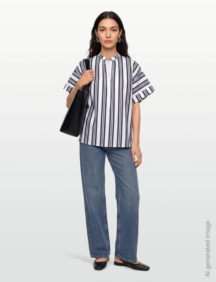 Gant - OS STRIPED POPOVER - short-sleeved shirts - classic blue - 0
