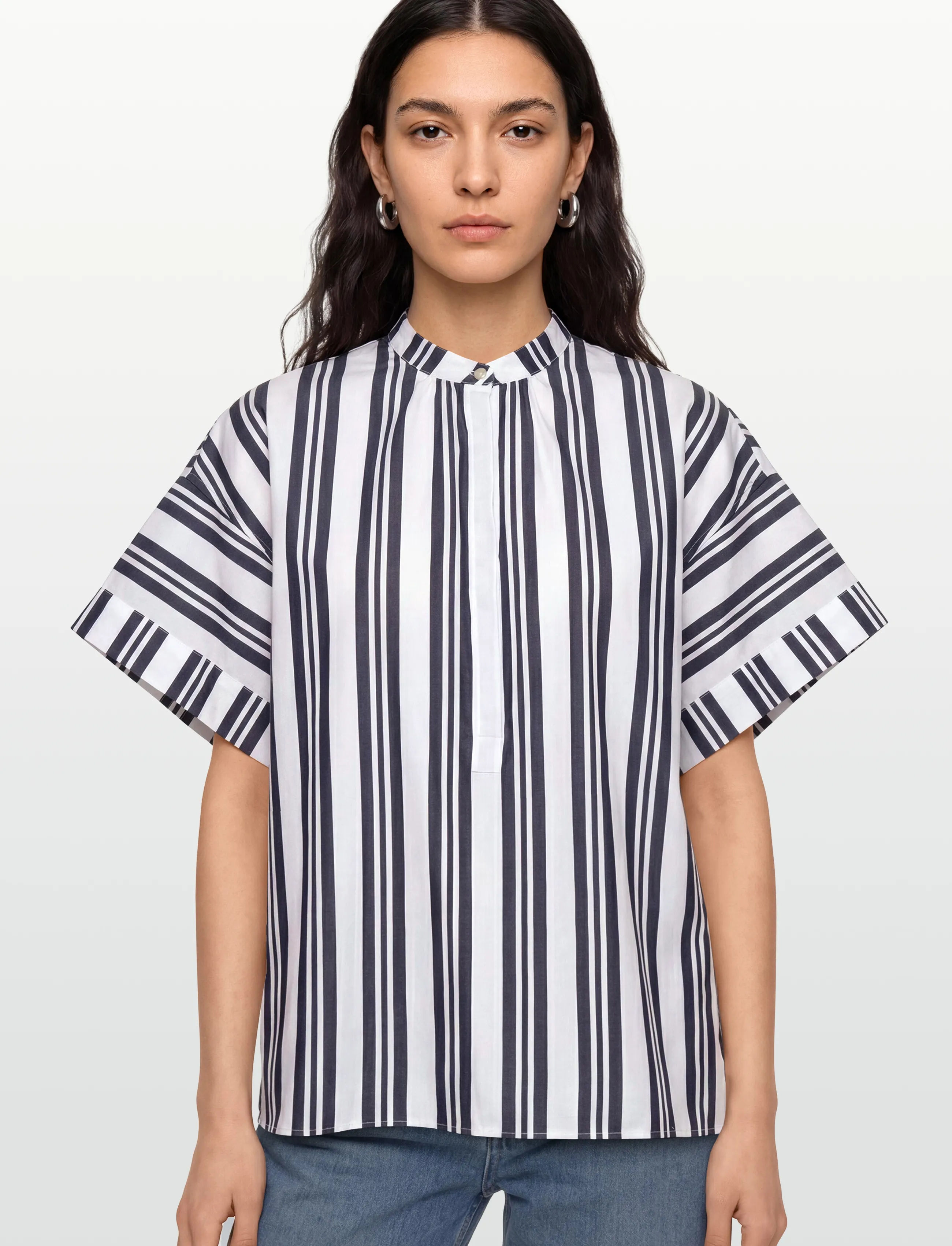 Gant - OS STRIPED POPOVER - kortärmade skjortor - classic blue - 3