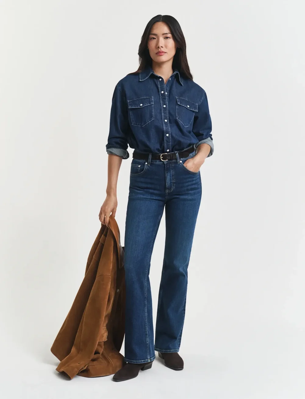 GANT - REL POCKET DENIM SHIRT - chemises en jeans - dark blue worn in - 4