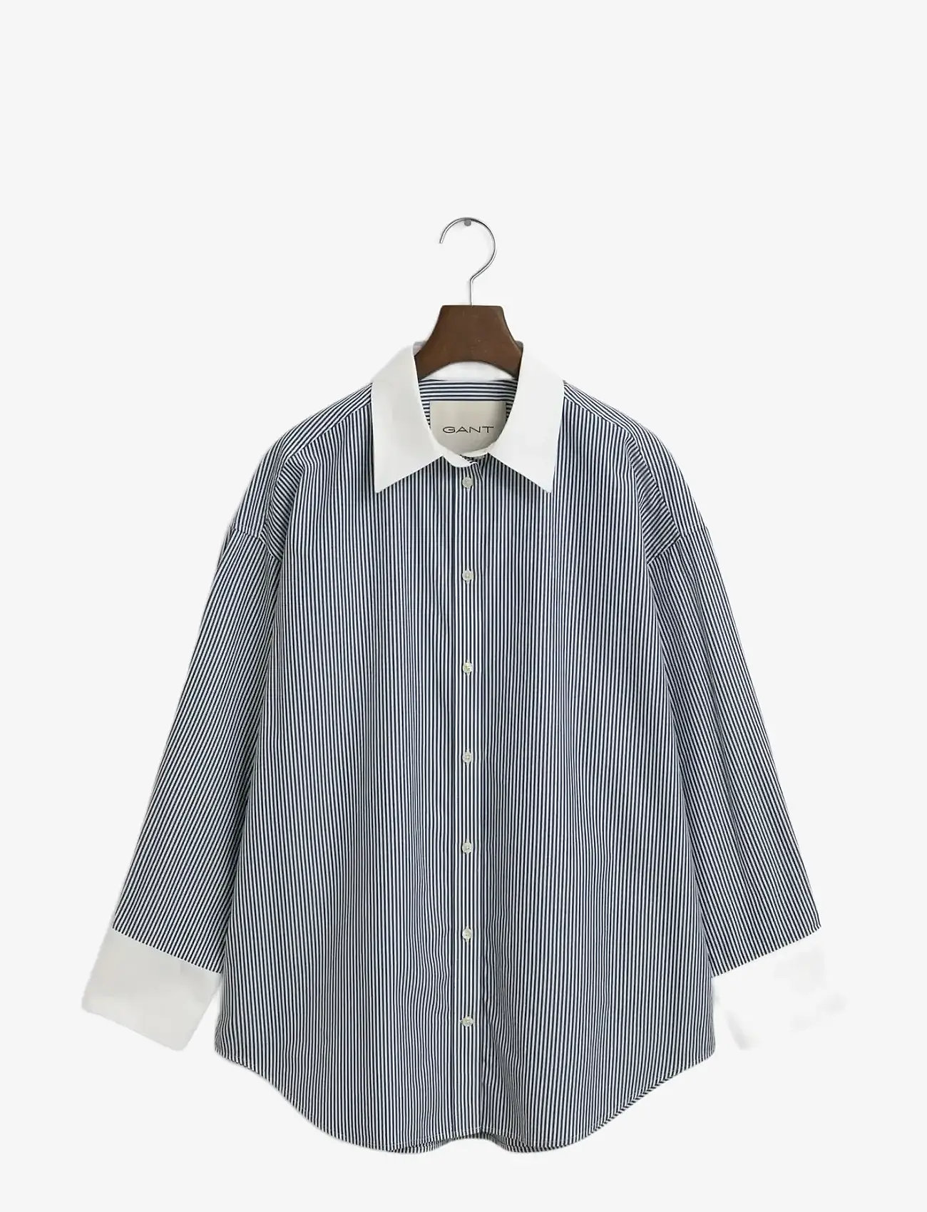Gant - OS CONTRAST COLLAR STRIPED SHIRT - langerma skyrtur - persian blue - 1