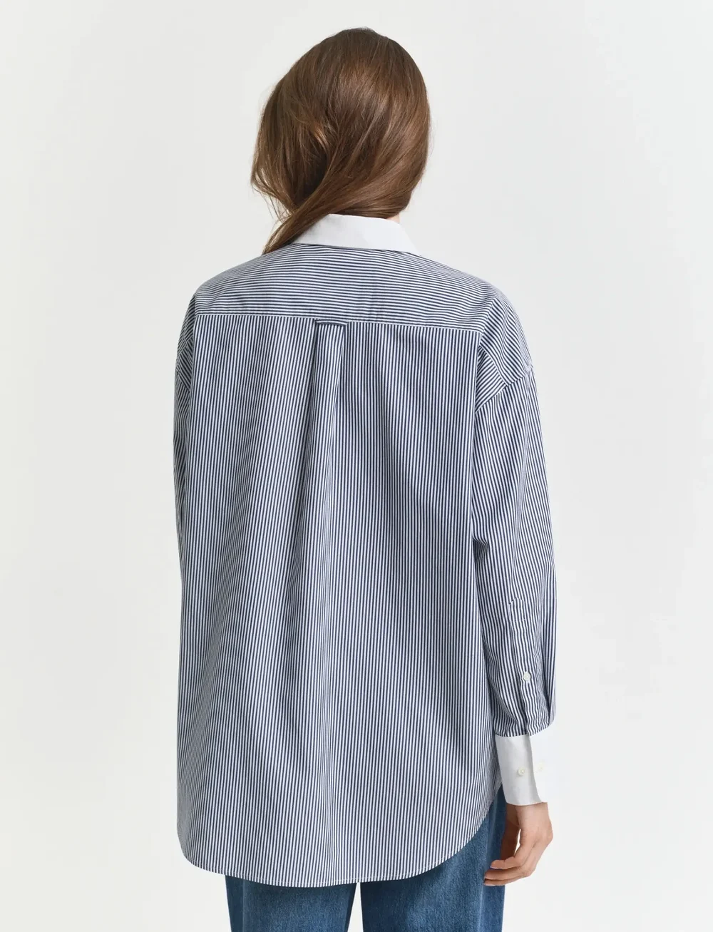GANT - OS CONTRAST COLLAR STRIPED SHIRT - langærmede skjorter - persian blue - 4