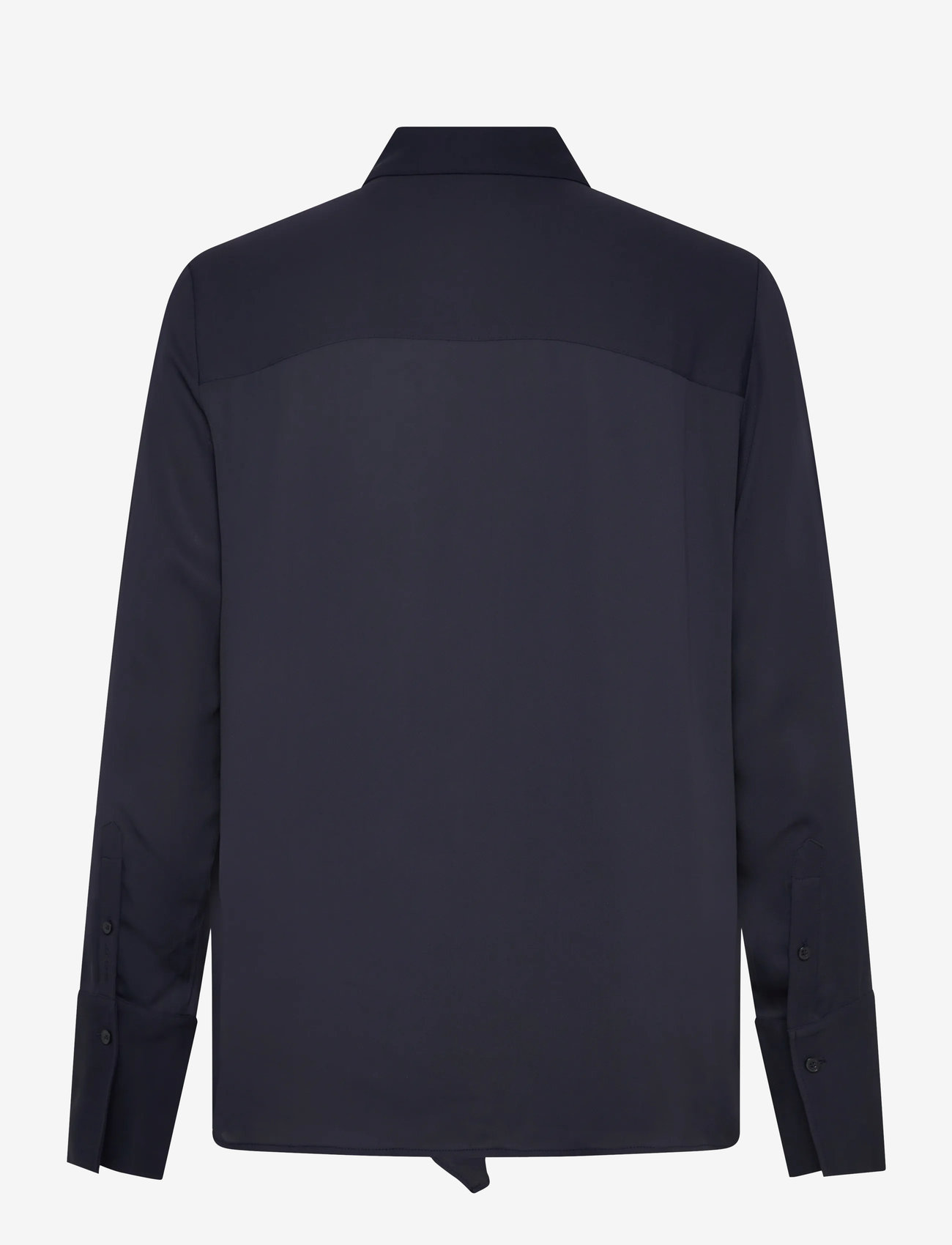 GANT - REG CREPE VISCOSE RUFFLE BLOUSE - långärmade skjortor - evening blue - 1