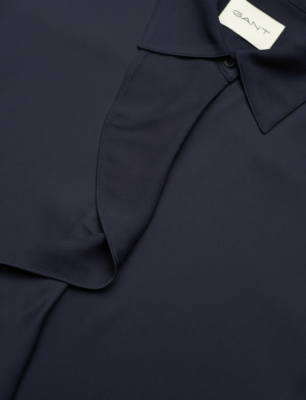 GANT - REG CREPE VISCOSE RUFFLE BLOUSE - långärmade skjortor - evening blue - 2