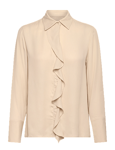 Reg Crepe Viscose Ruffle Blouse - LangæRmede