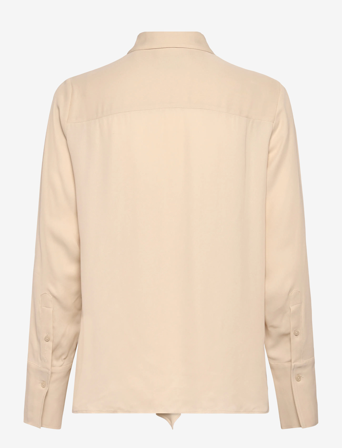 GANT - REG CREPE VISCOSE RUFFLE BLOUSE - långärmade skjortor - putty - 1