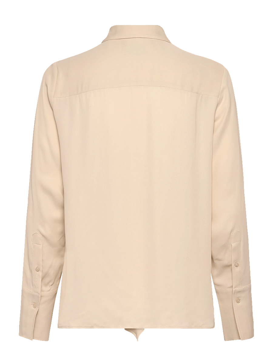 Gant - REG CREPE VISCOSE RUFFLE BLOUSE - langärmlige hemden - putty - 1