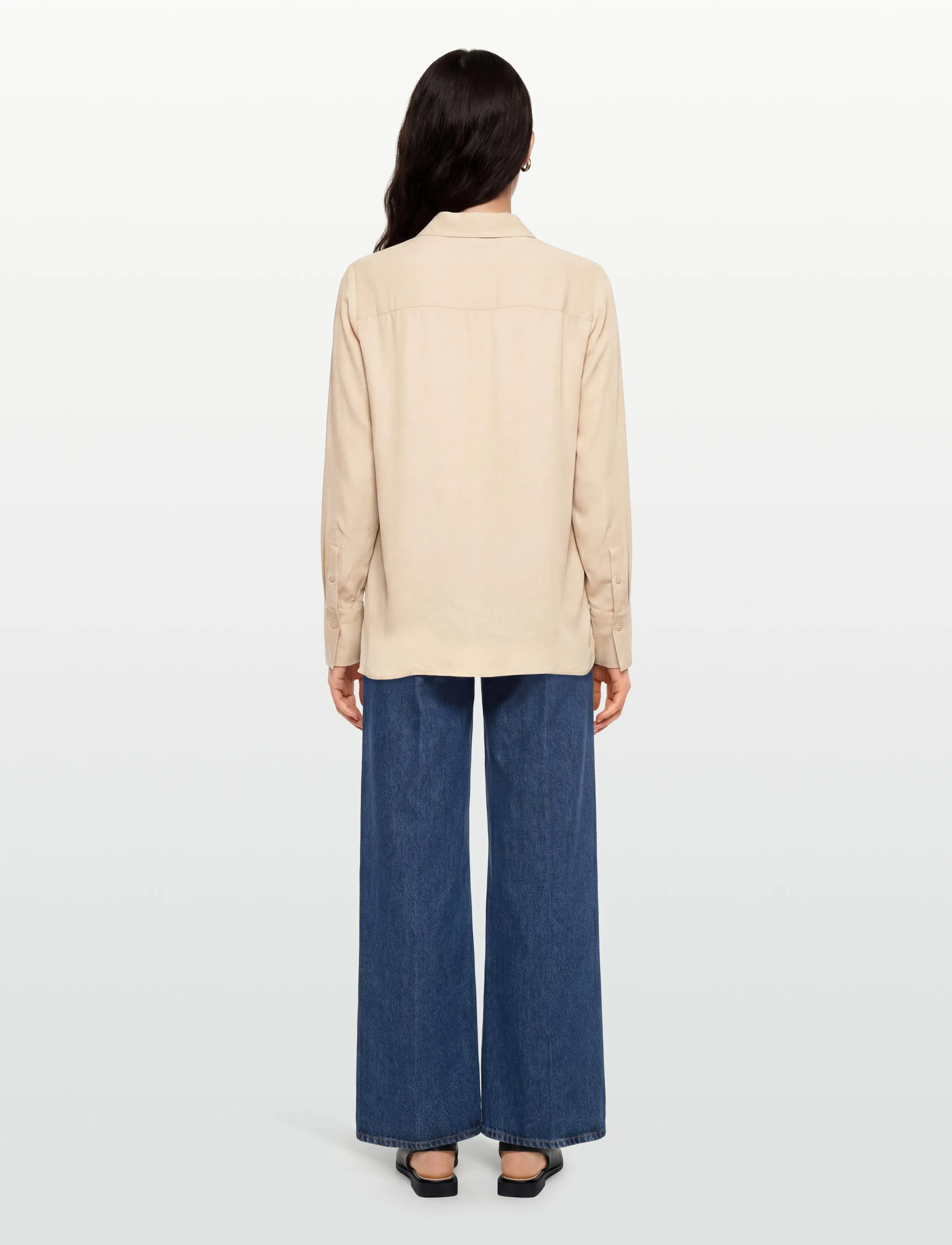 Gant - REG CREPE VISCOSE RUFFLE BLOUSE - pikkade varrukatega särgid - putty - 4